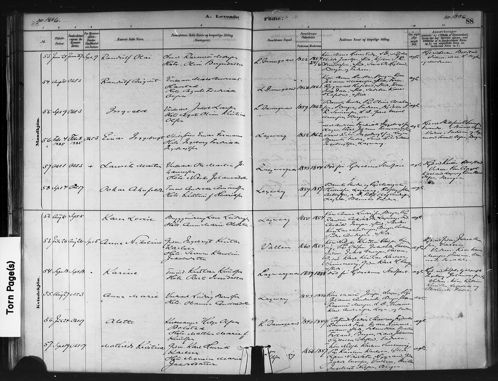 Askøy Sokneprestembete, AV/SAB-A-74101/H/Ha/Haa/Haae/L0002: Parish register (official) no. E 2, 1878-1891, p. 88