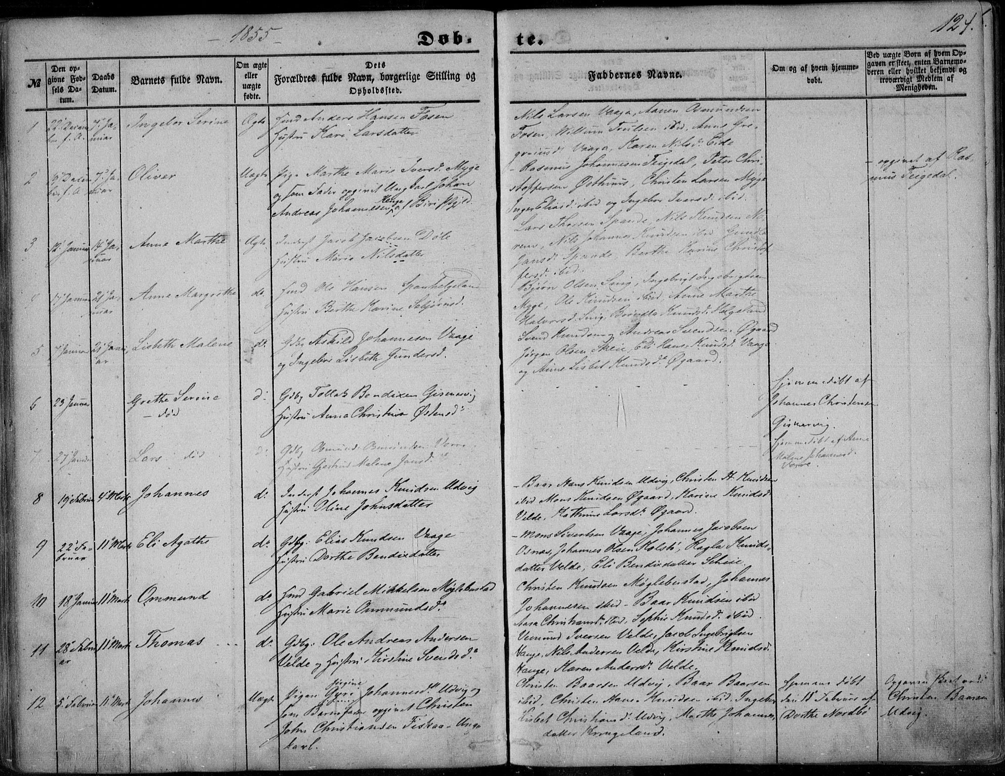 Avaldsnes sokneprestkontor, AV/SAST-A -101851/H/Ha/Haa/L0008: Parish register (official) no. A 8, 1847-1857, p. 124