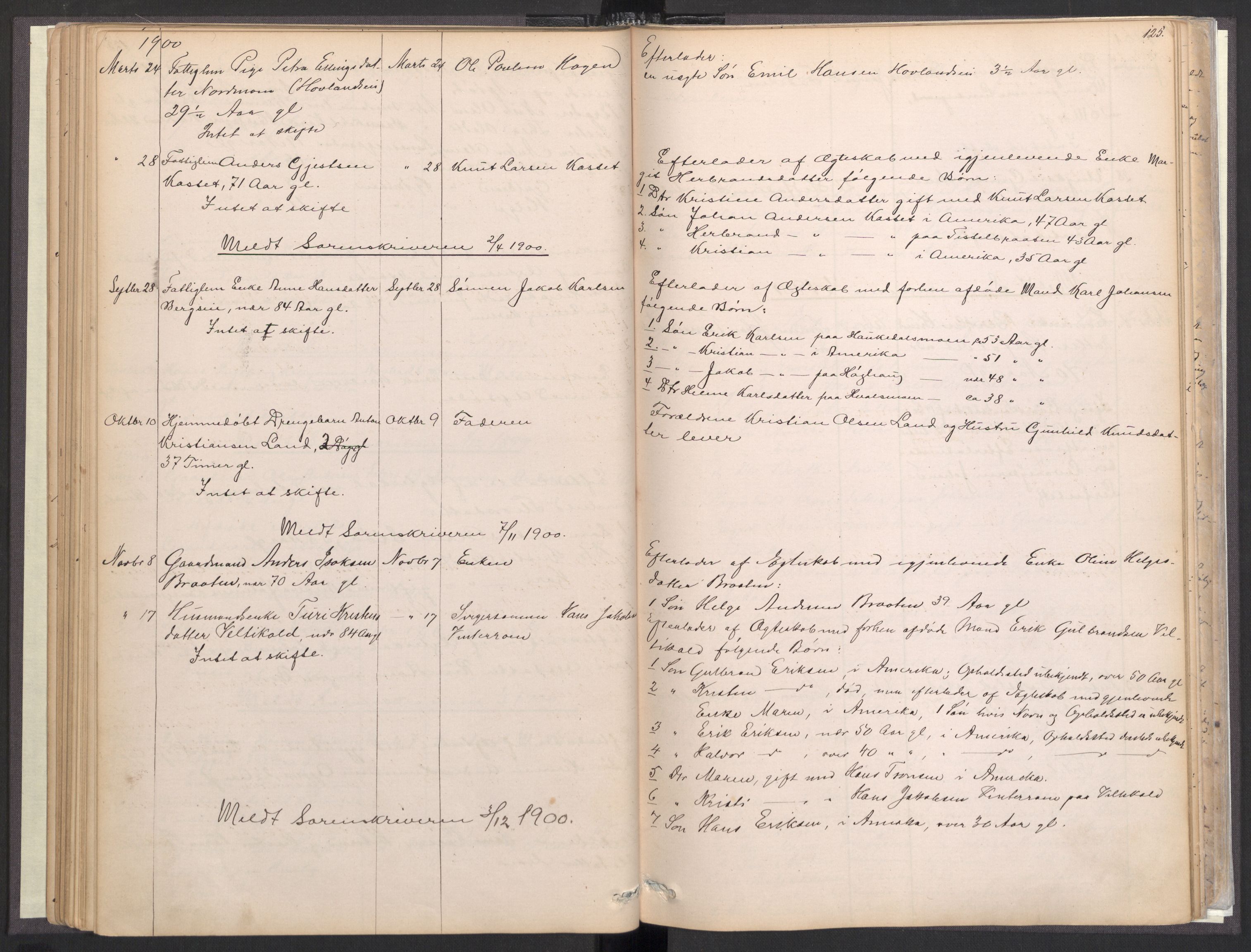 Lunder lensmannskontor, AV/SAKO-A-619/H/Ha/L0001: Dødsanmeldelsesprotokoll, 1863-1922, p. 124-125