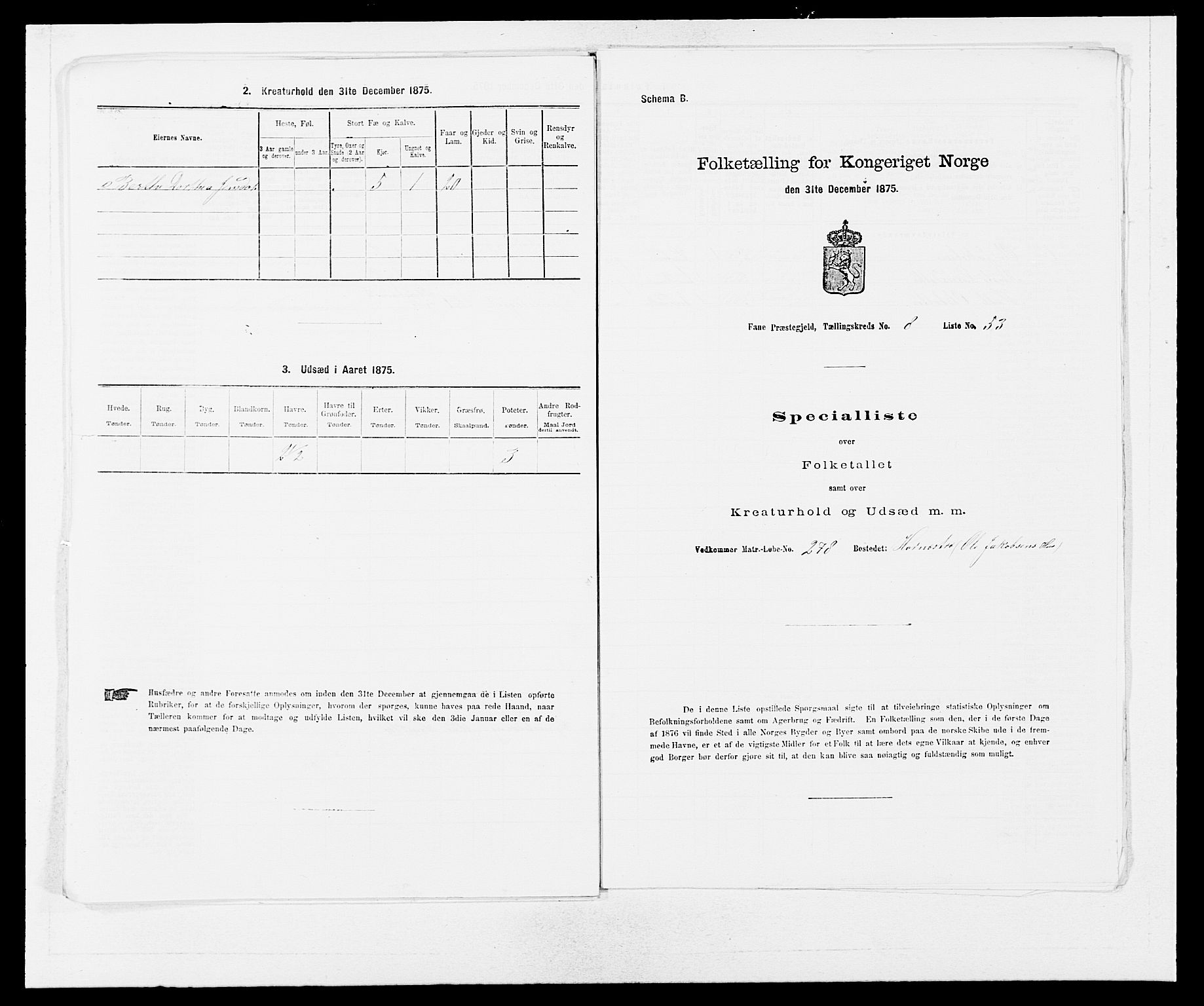 SAB, 1875 census for 1249P Fana, 1875, p. 884