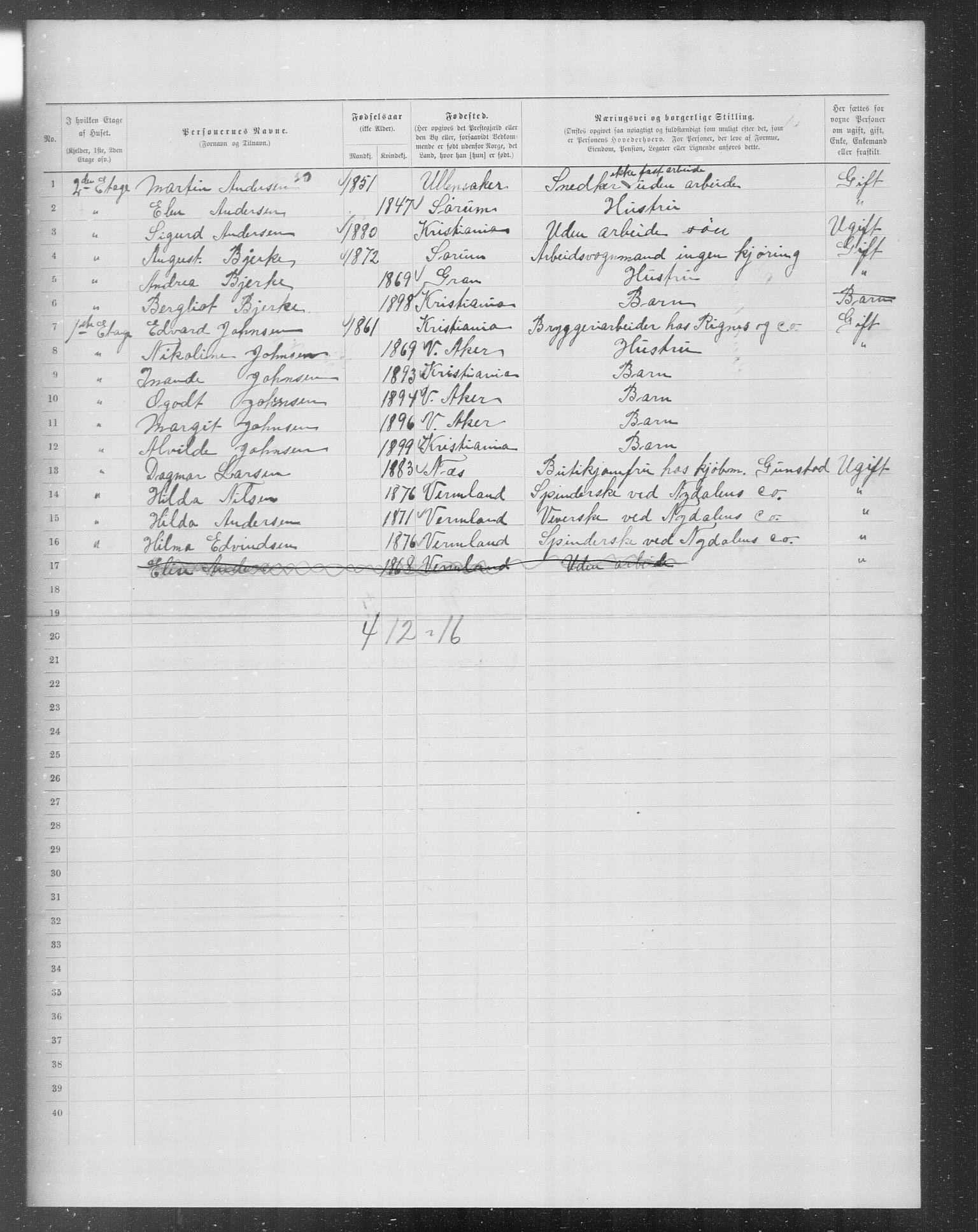 OBA, Municipal Census 1899 for Kristiania, 1899, p. 6955