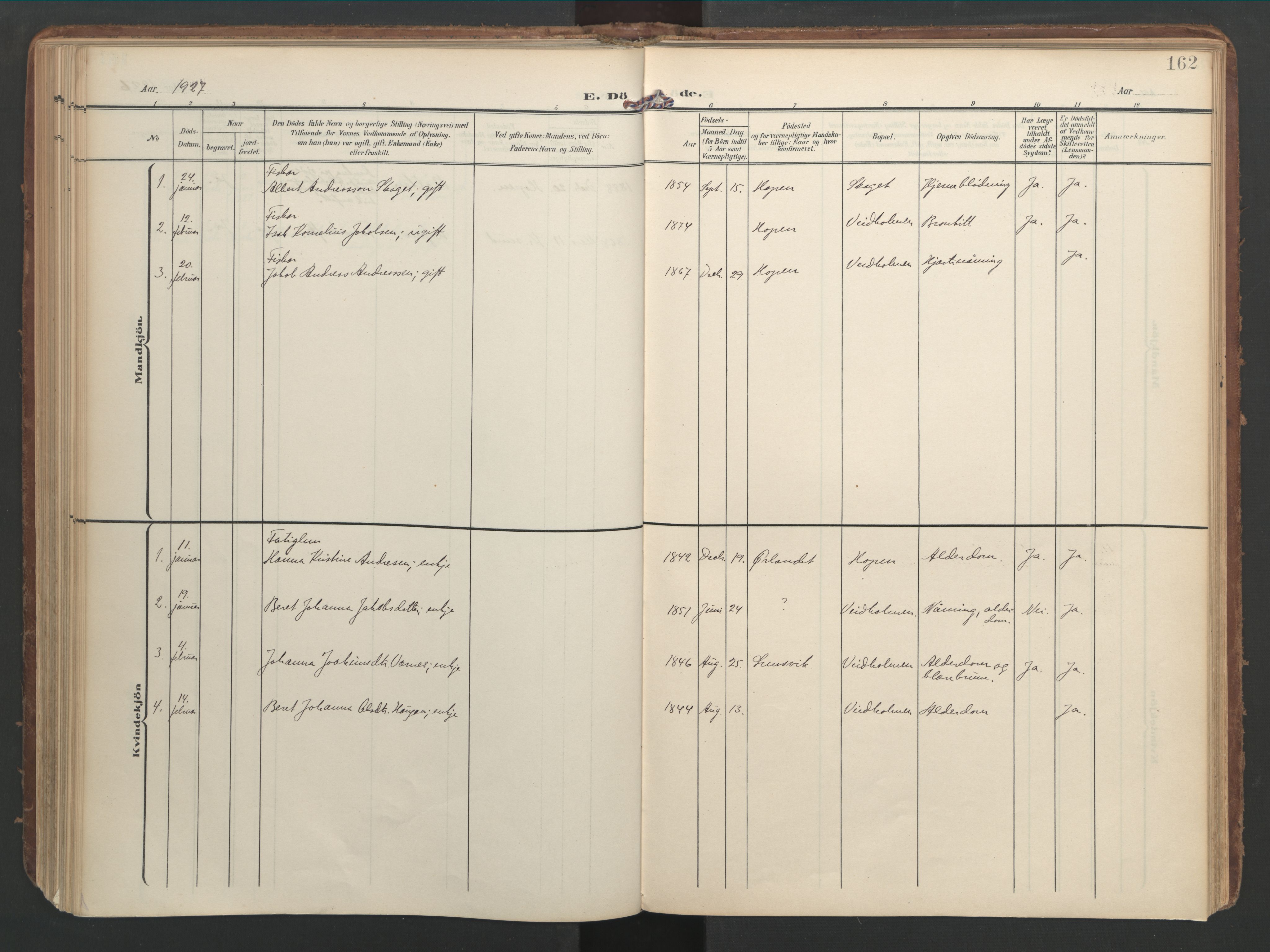 Ministerialprotokoller, klokkerbøker og fødselsregistre - Møre og Romsdal, AV/SAT-A-1454/583/L0955: Parish register (official) no. 583A02, 1907-1926, p. 162