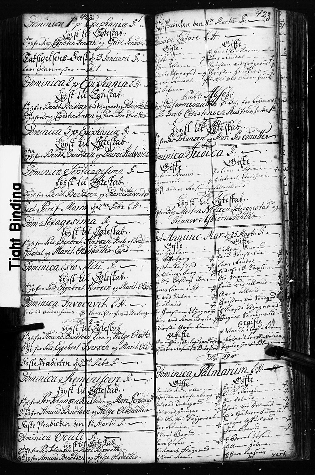 Fåberg prestekontor, SAH/PREST-086/H/Ha/Hab/L0002: Parish register (copy) no. 2, 1741-1756, p. 422-423