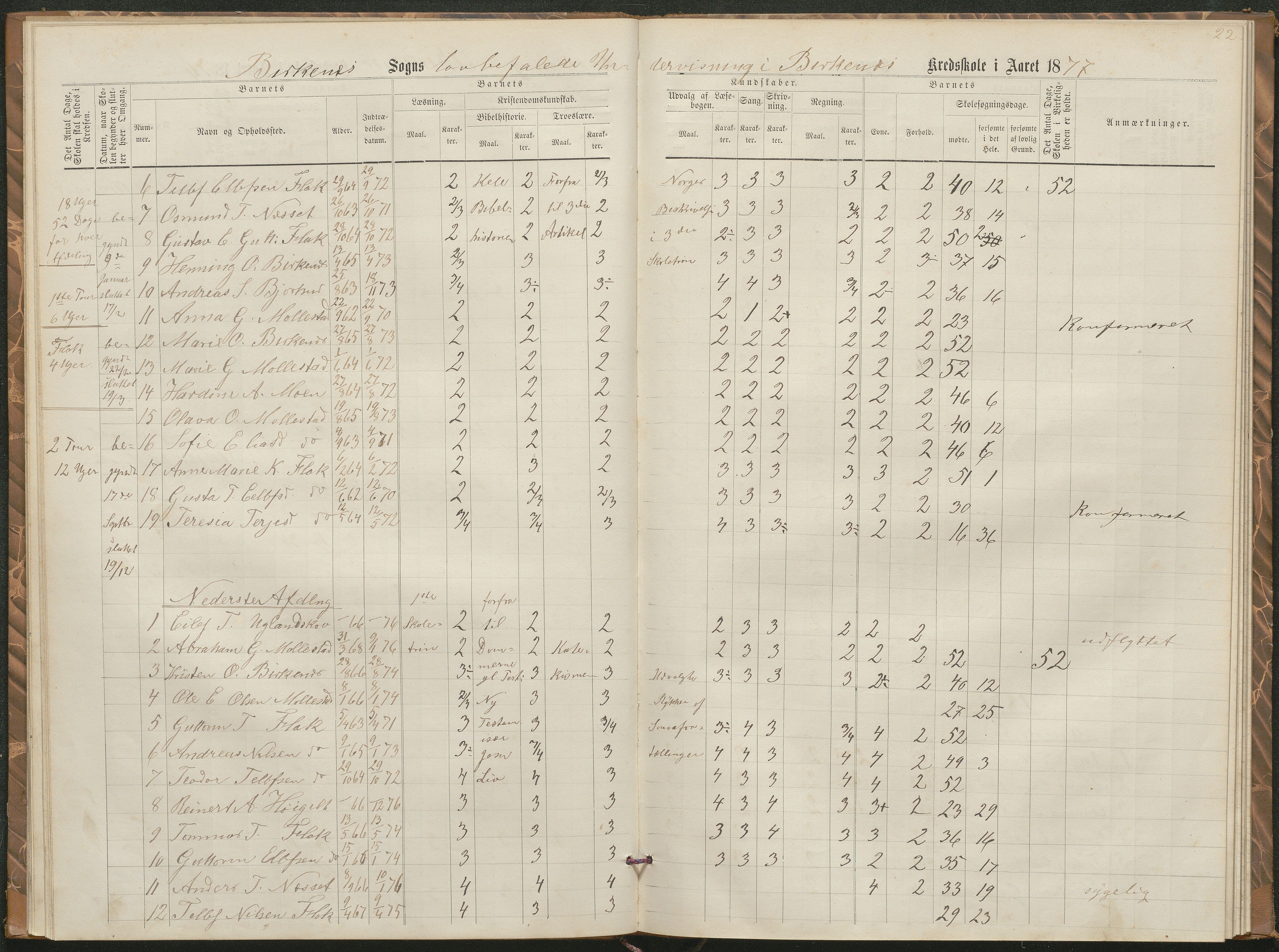 Birkenes kommune, Birkenes krets/Birkeland folkeskole frem til 1991, AAKS/KA0928-550a_91/F02/L0002: Skoleprotokoll, 1866-1878, p. 20