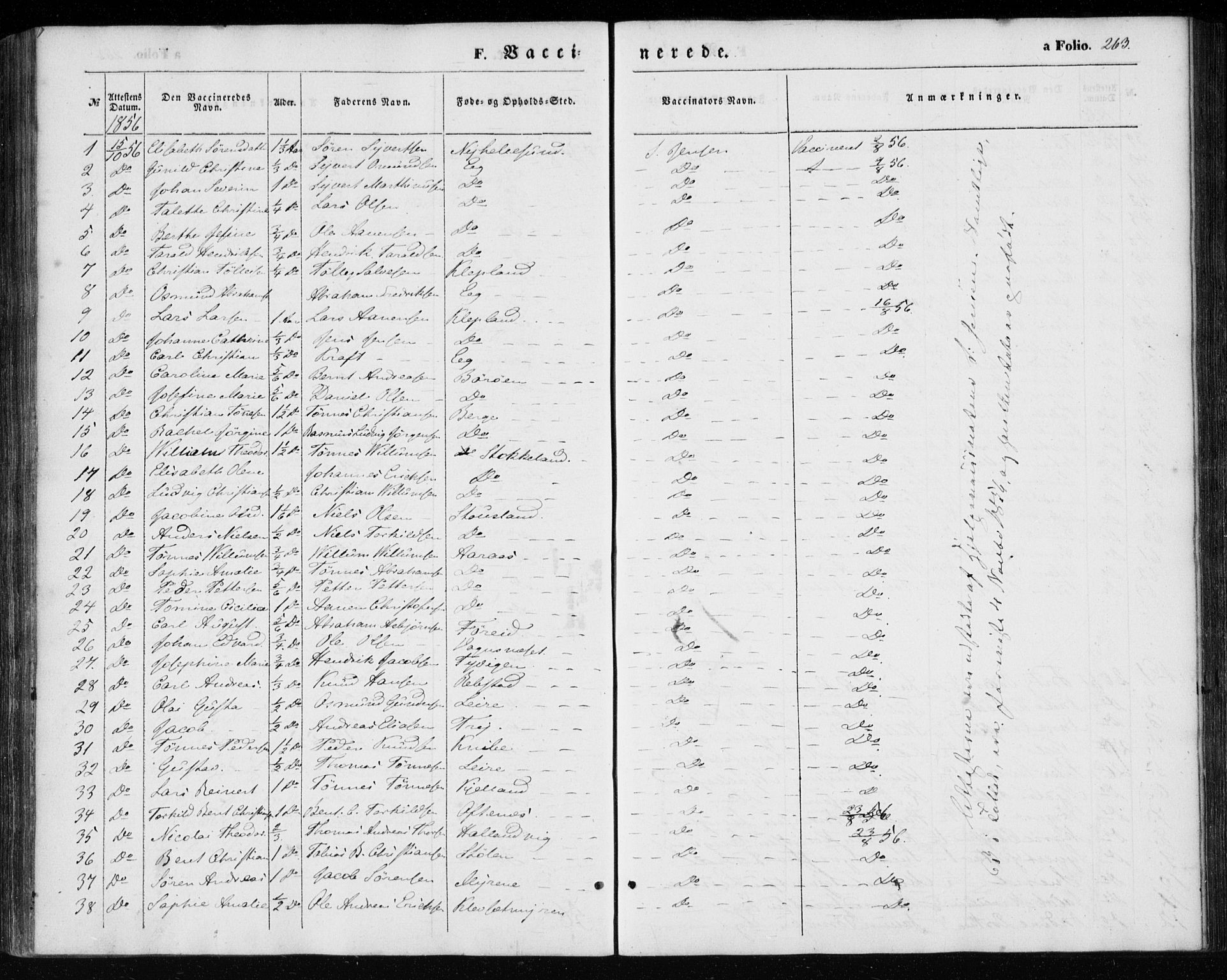 Søgne sokneprestkontor, SAK/1111-0037/F/Fa/Fab/L0010: Parish register (official) no. A 10, 1853-1869, p. 263