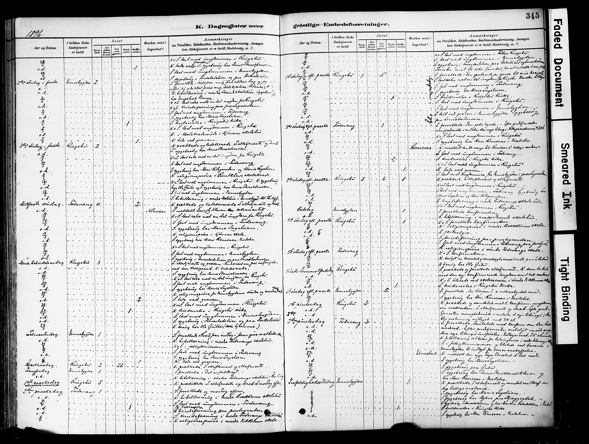 Ringebu prestekontor, AV/SAH-PREST-082/H/Ha/Haa/L0008: Parish register (official) no. 8, 1878-1898, p. 345