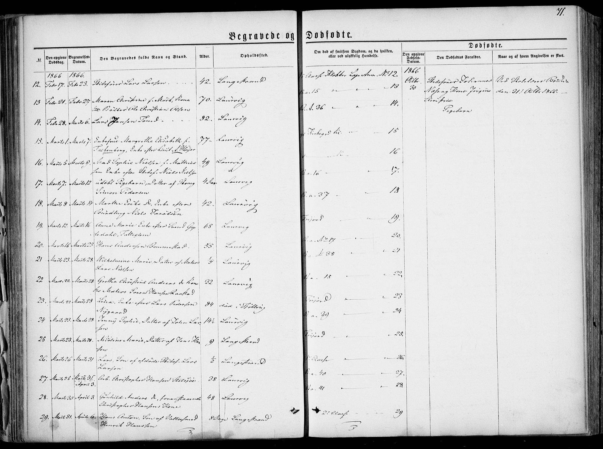 Larvik kirkebøker, SAKO/A-352/F/Fa/L0005: Parish register (official) no. I 5, 1856-1870, p. 71