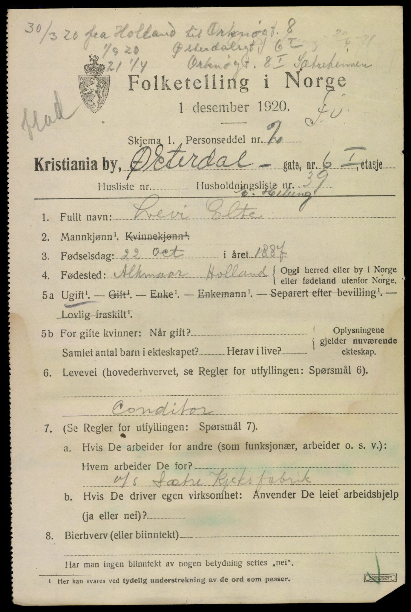 SAO, 1920 census for Kristiania, 1920, p. 656433