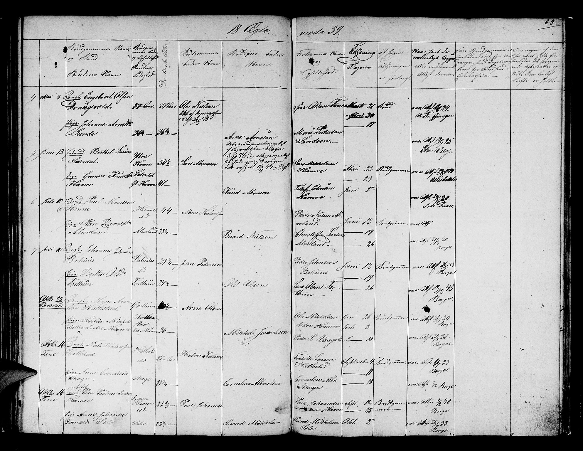 Fana Sokneprestembete, SAB/A-75101/H/Hab/Habb/L0002: Parish register (copy) no. B 2, 1851-1860, p. 69