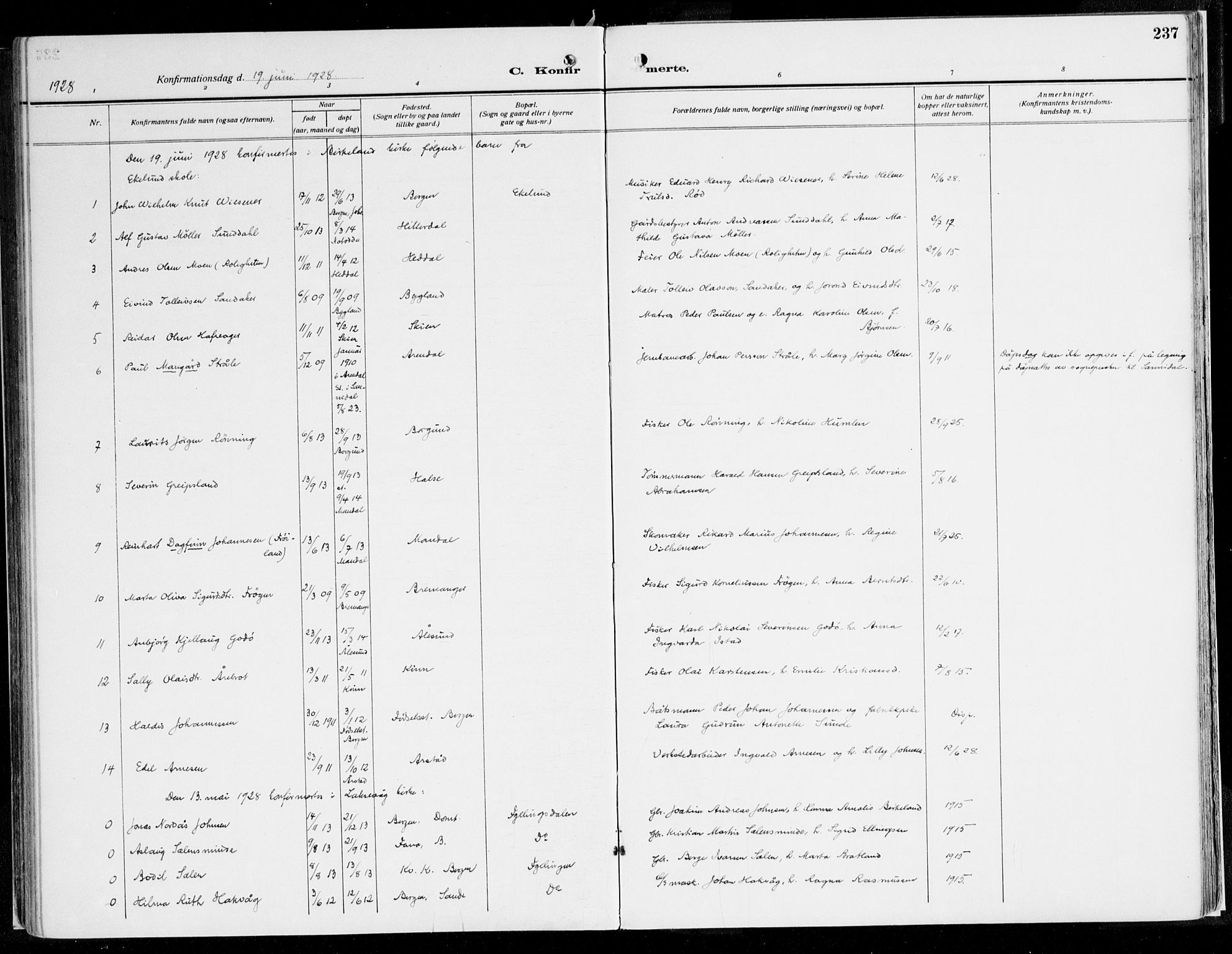 Fana Sokneprestembete, AV/SAB-A-75101/H/Haa/Haaj/L0001: Parish register (official) no. J 1, 1921-1935, p. 237