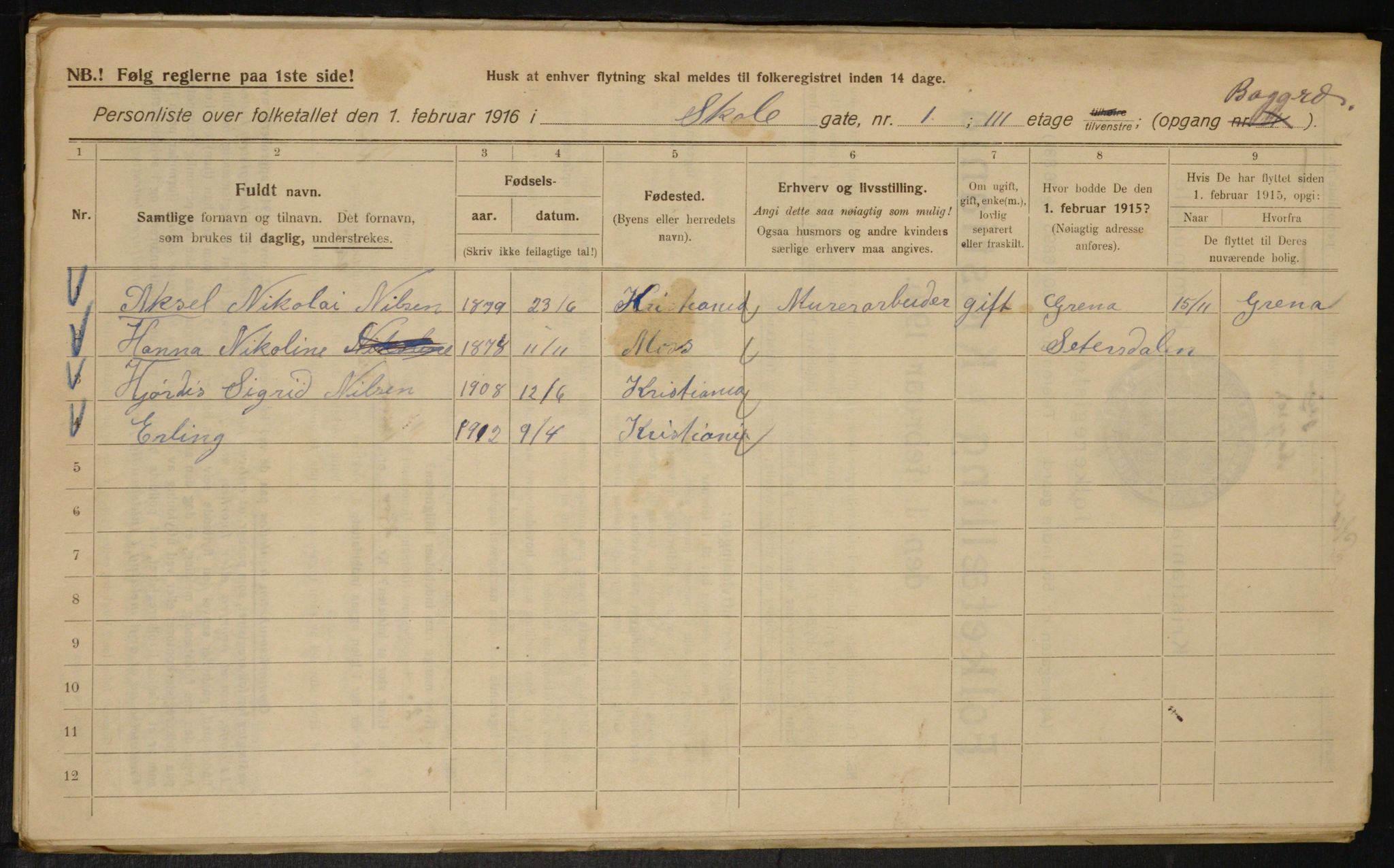 OBA, Municipal Census 1916 for Kristiania, 1916, p. 98636