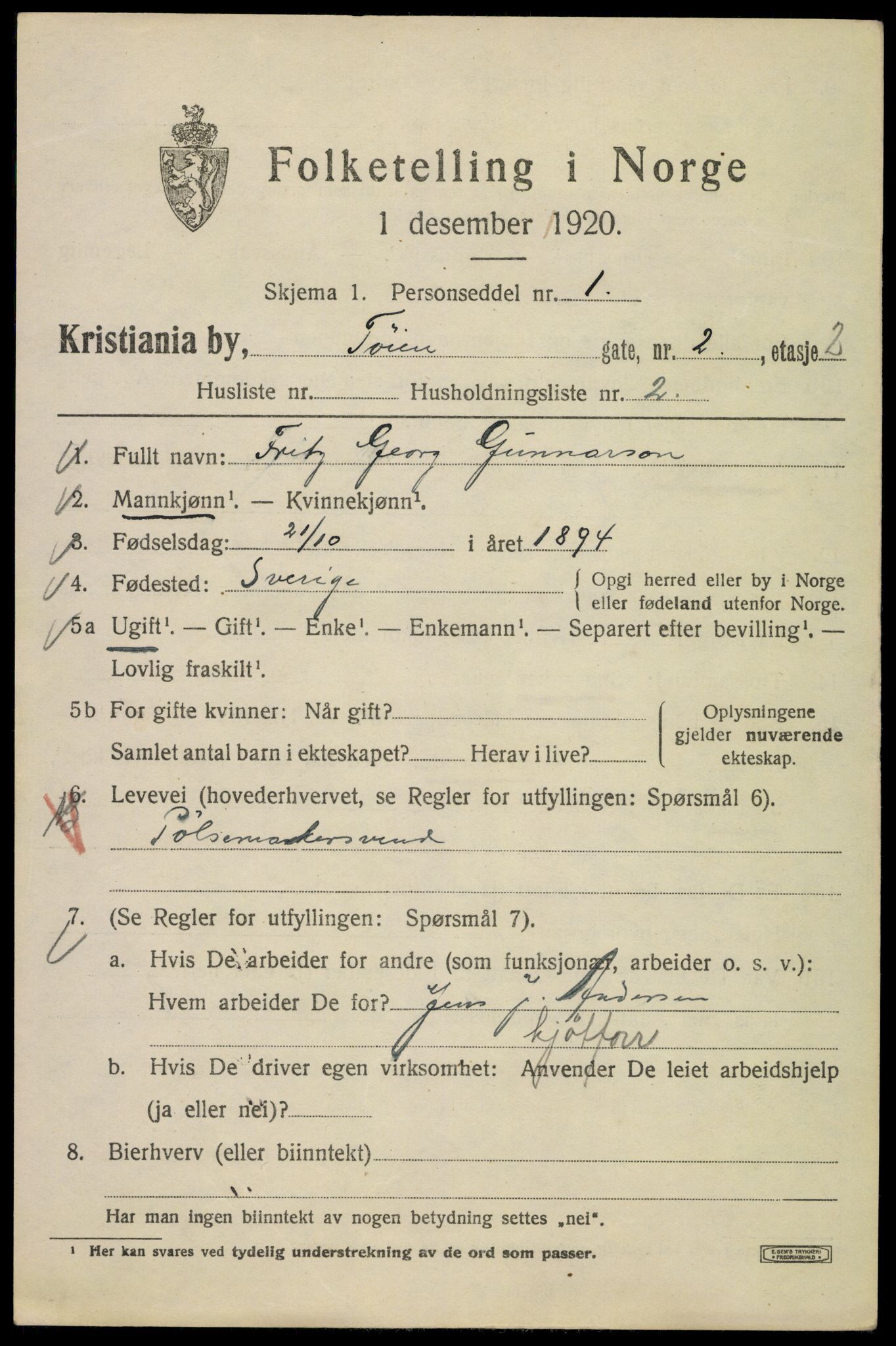 SAO, 1920 census for Kristiania, 1920, p. 604783