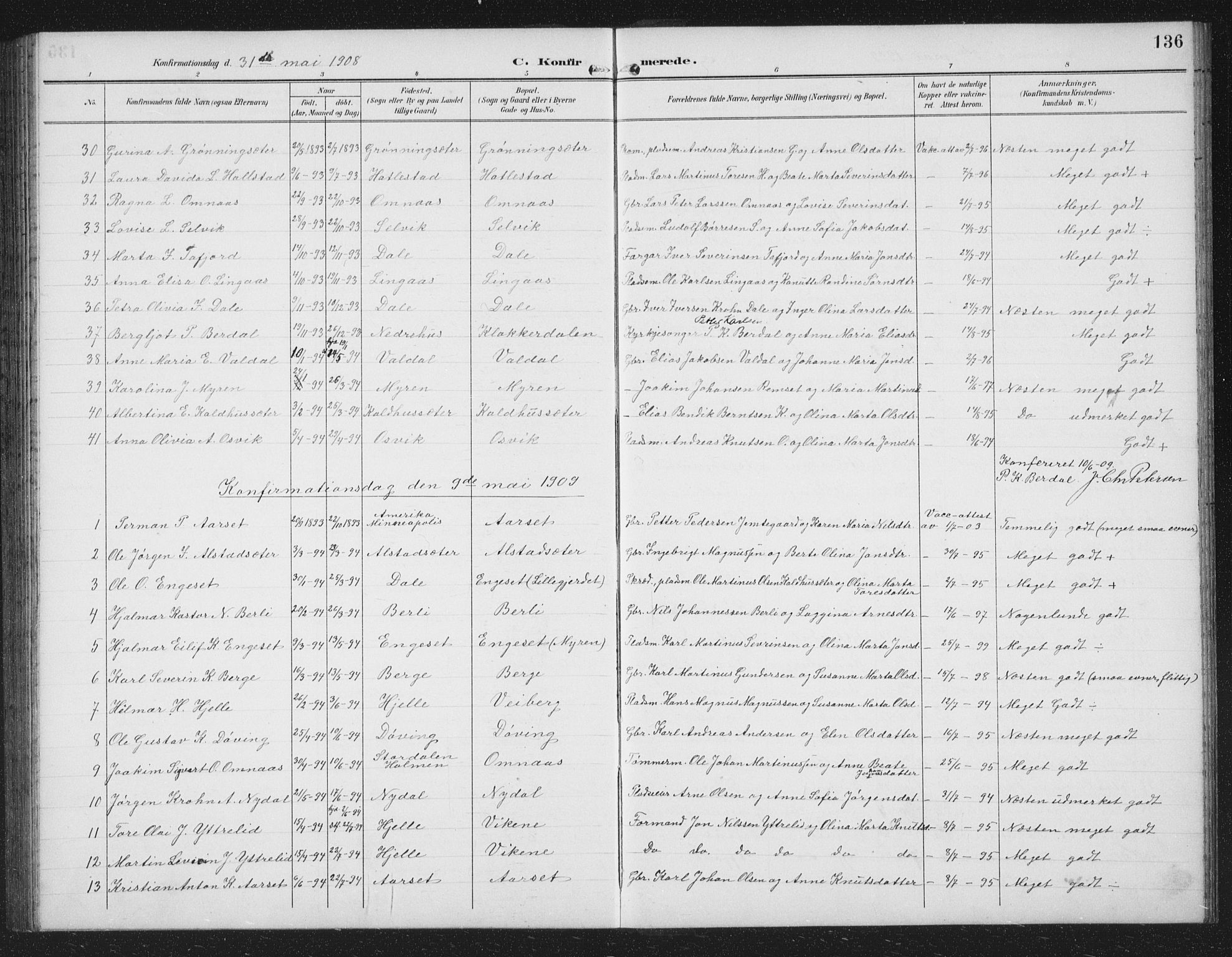 Ministerialprotokoller, klokkerbøker og fødselsregistre - Møre og Romsdal, SAT/A-1454/519/L0264: Parish register (copy) no. 519C05, 1892-1910, p. 136
