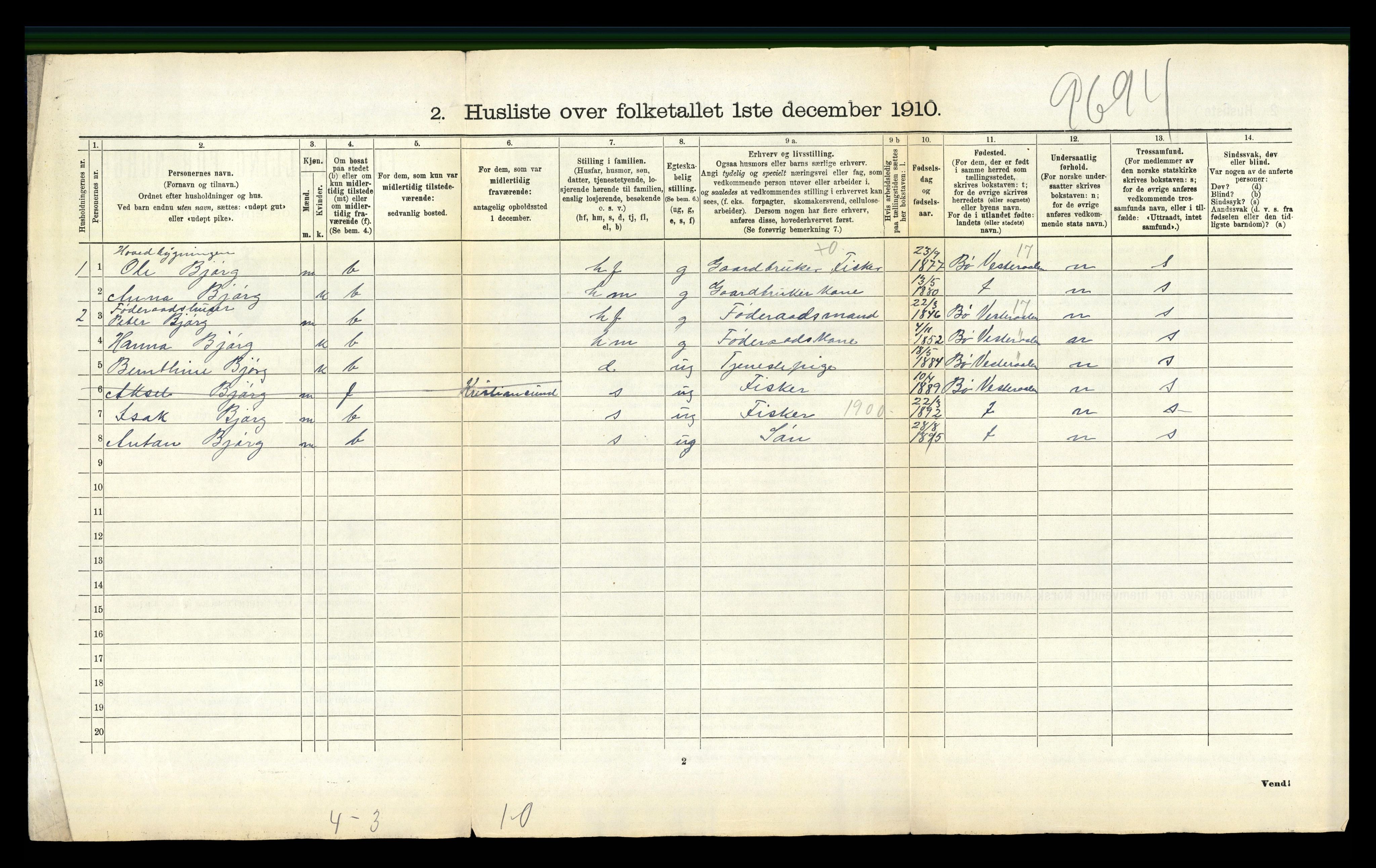 RA, 1910 census for Hadsel, 1910, p. 1752