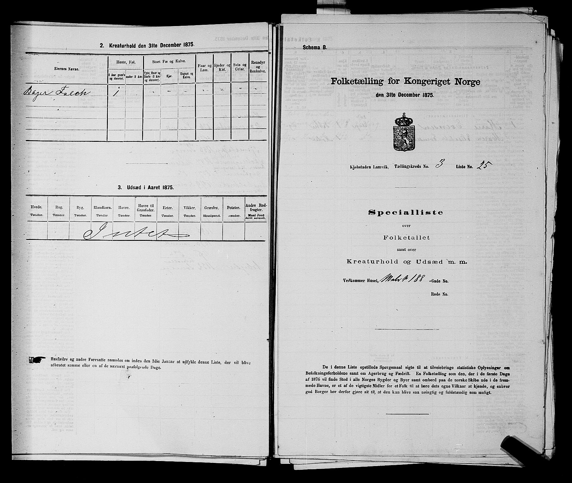 SAKO, 1875 census for 0707P Larvik, 1875, p. 564