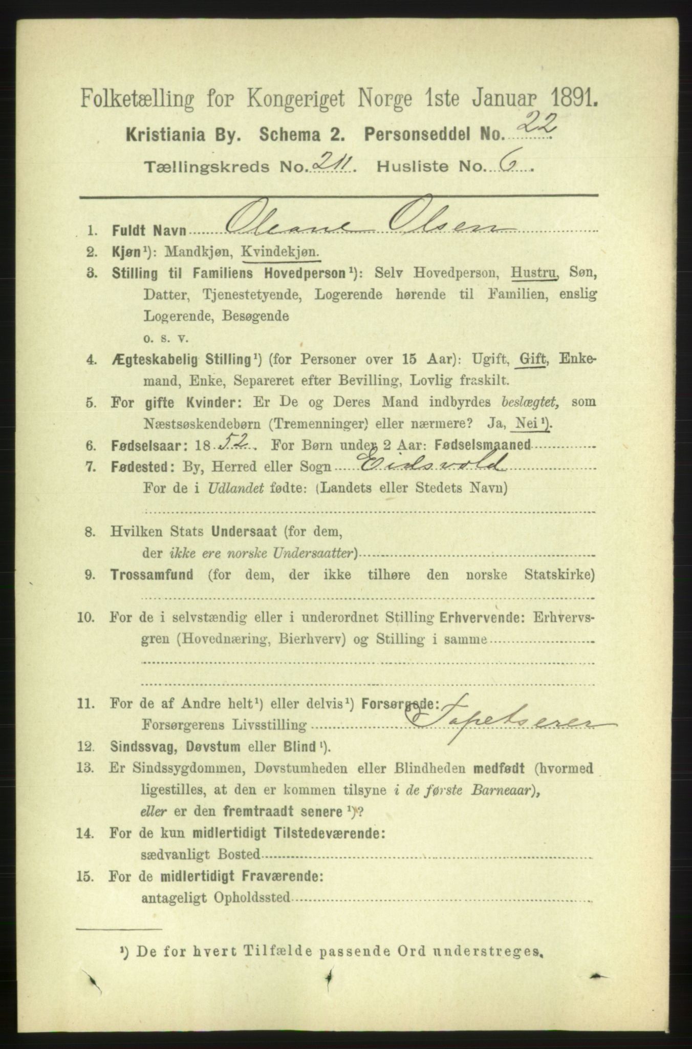 RA, 1891 census for 0301 Kristiania, 1891, p. 126015