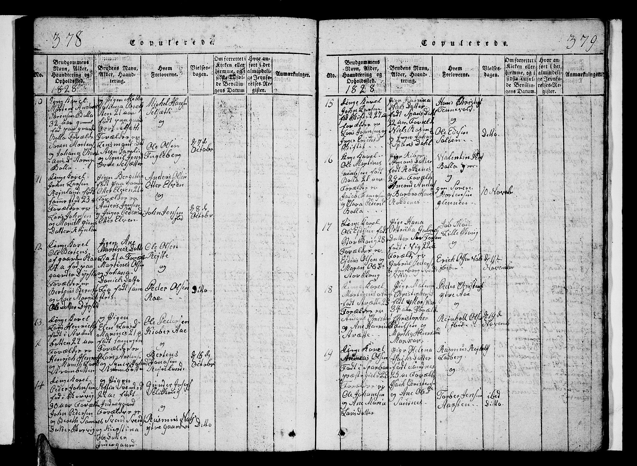 Ibestad sokneprestembete, SATØ/S-0077/H/Ha/Hab/L0002klokker: Parish register (copy) no. 2, 1821-1833, p. 378-379