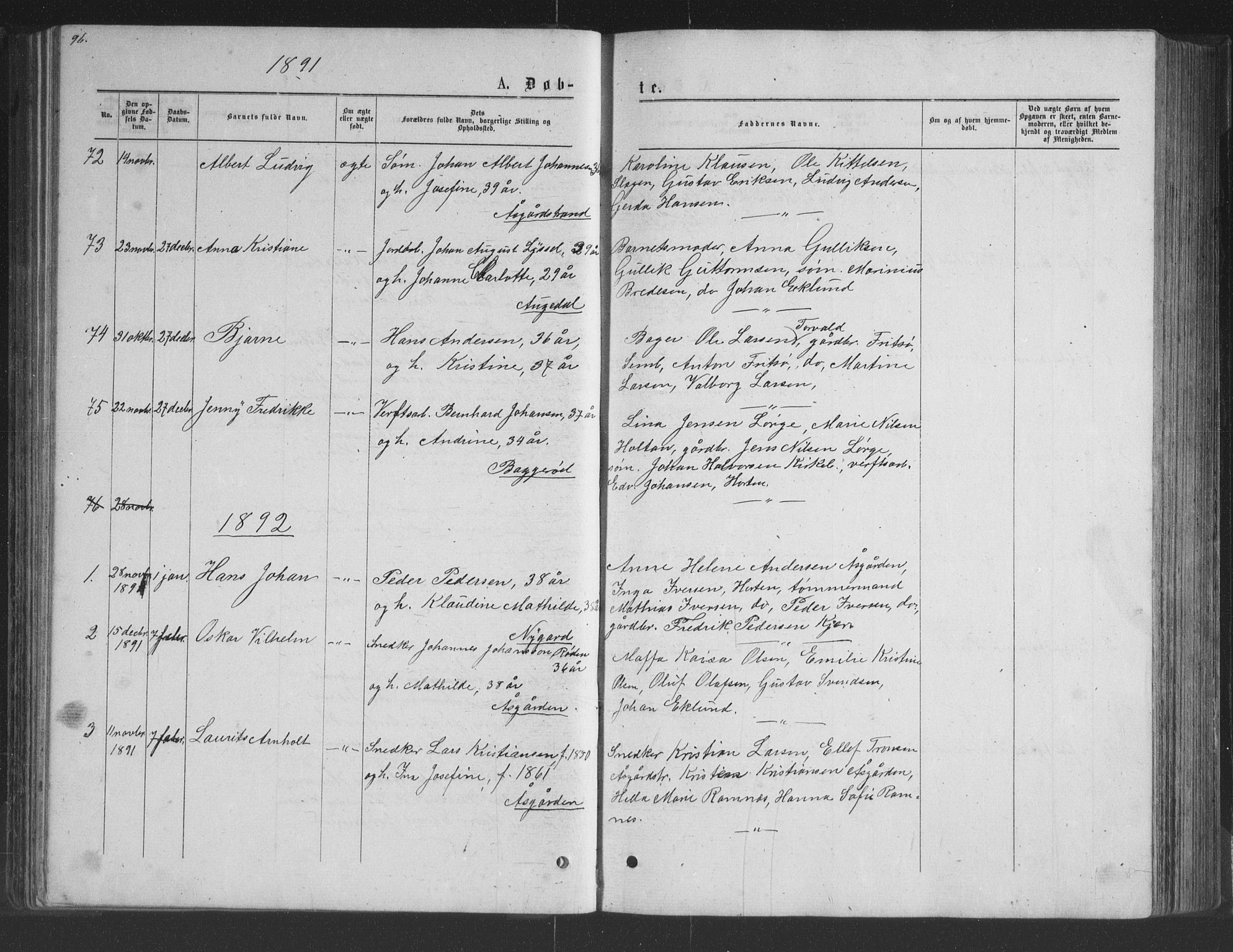 Borre kirkebøker, AV/SAKO-A-338/G/Ga/L0003: Parish register (copy) no. I 3, 1871-1892, p. 96