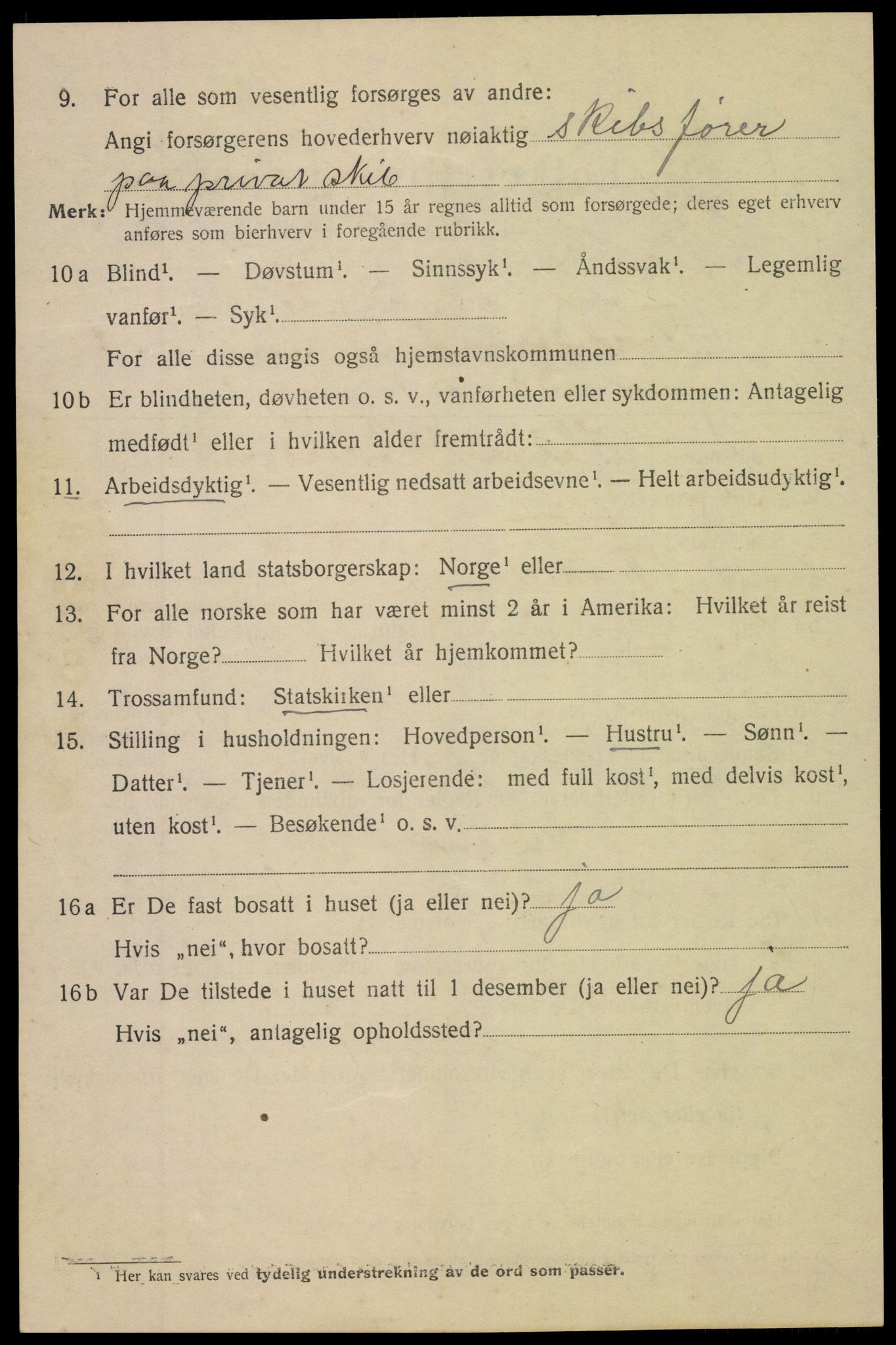 SAK, 1920 census for Tvedestrand, 1920, p. 1708