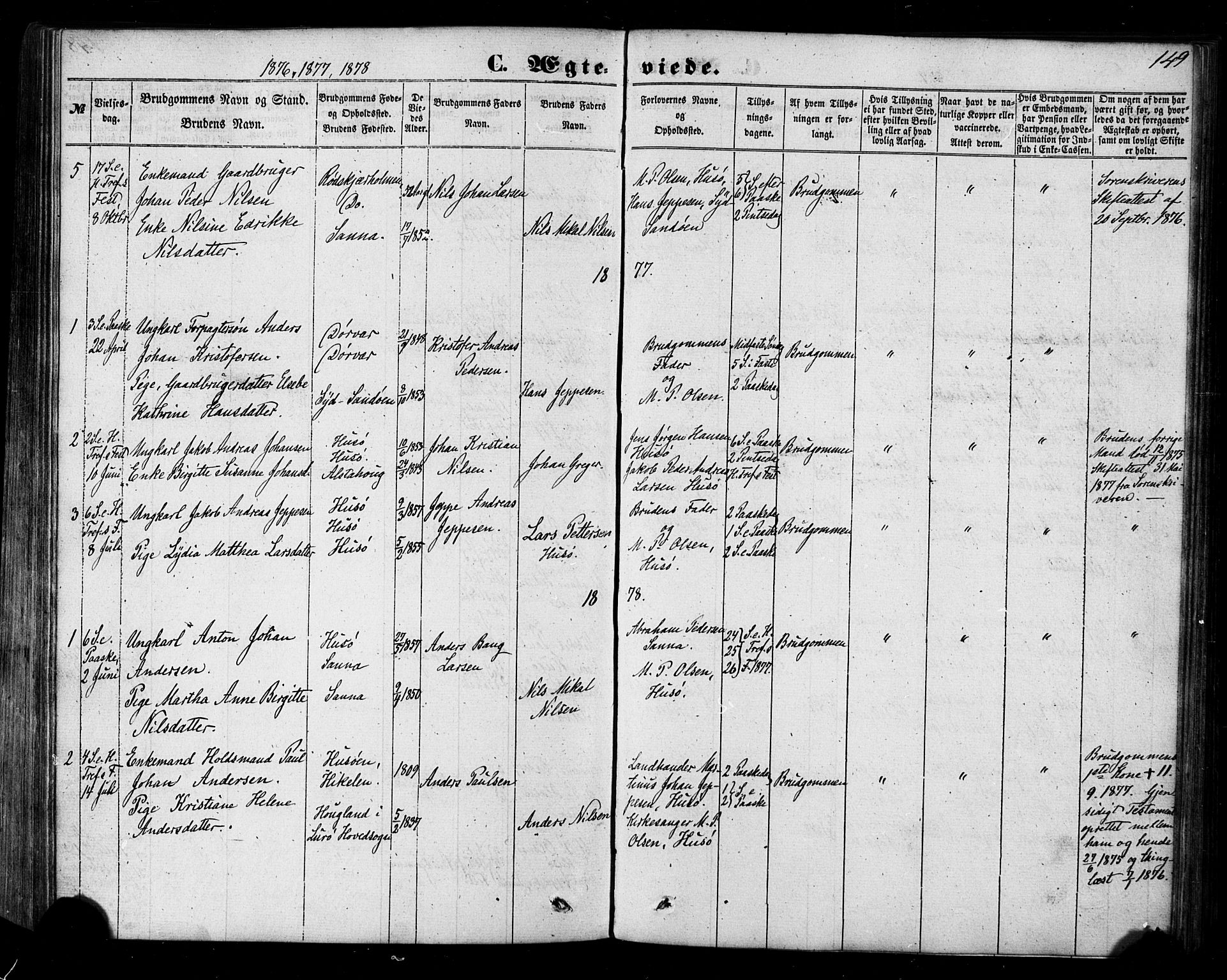 Ministerialprotokoller, klokkerbøker og fødselsregistre - Nordland, SAT/A-1459/840/L0579: Parish register (official) no. 840A01, 1863-1887, p. 149