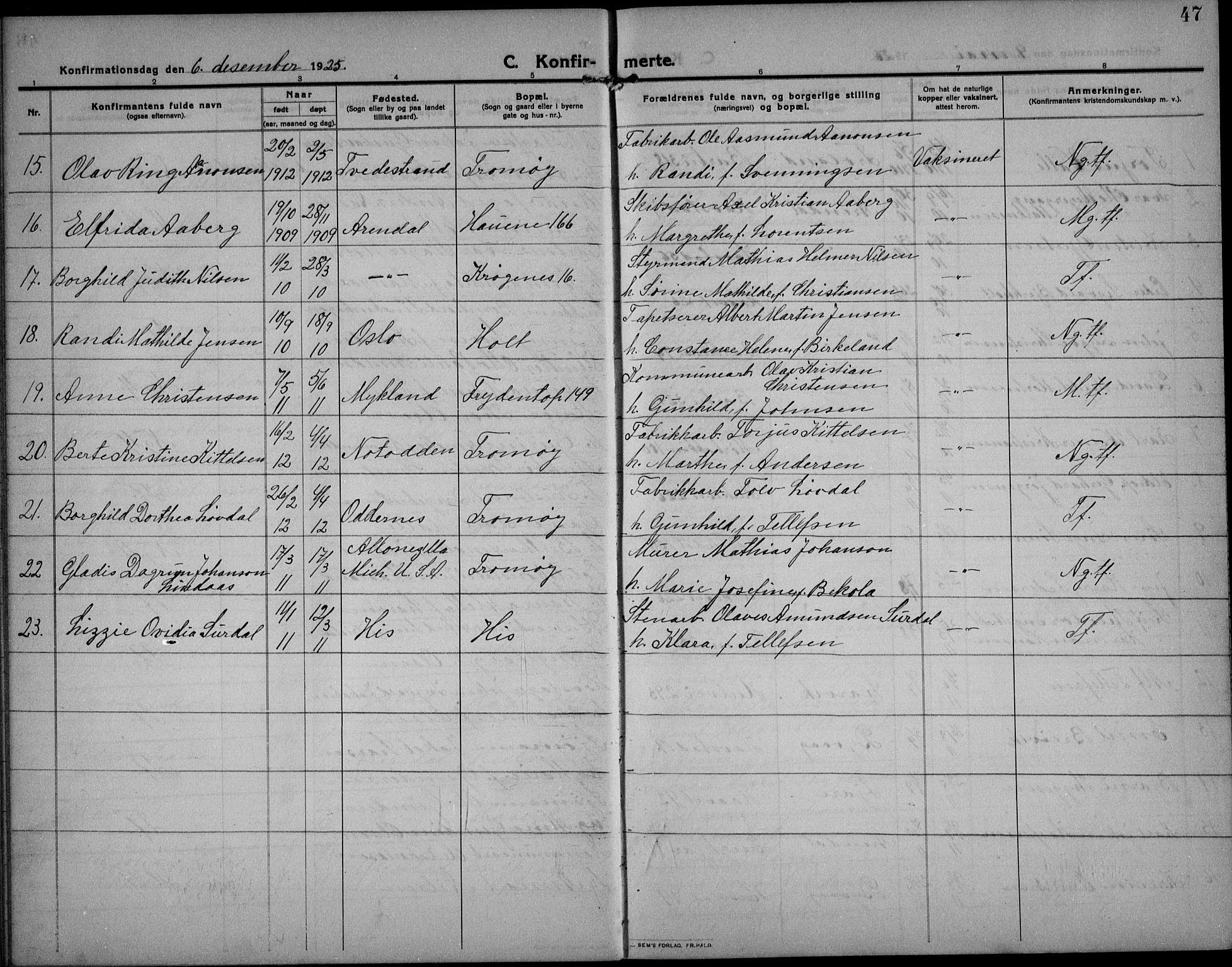 Barbu sokneprestkontor, AV/SAK-1111-0003/F/Fb/L0004: Parish register (copy) no. B 4, 1911-1936, p. 47