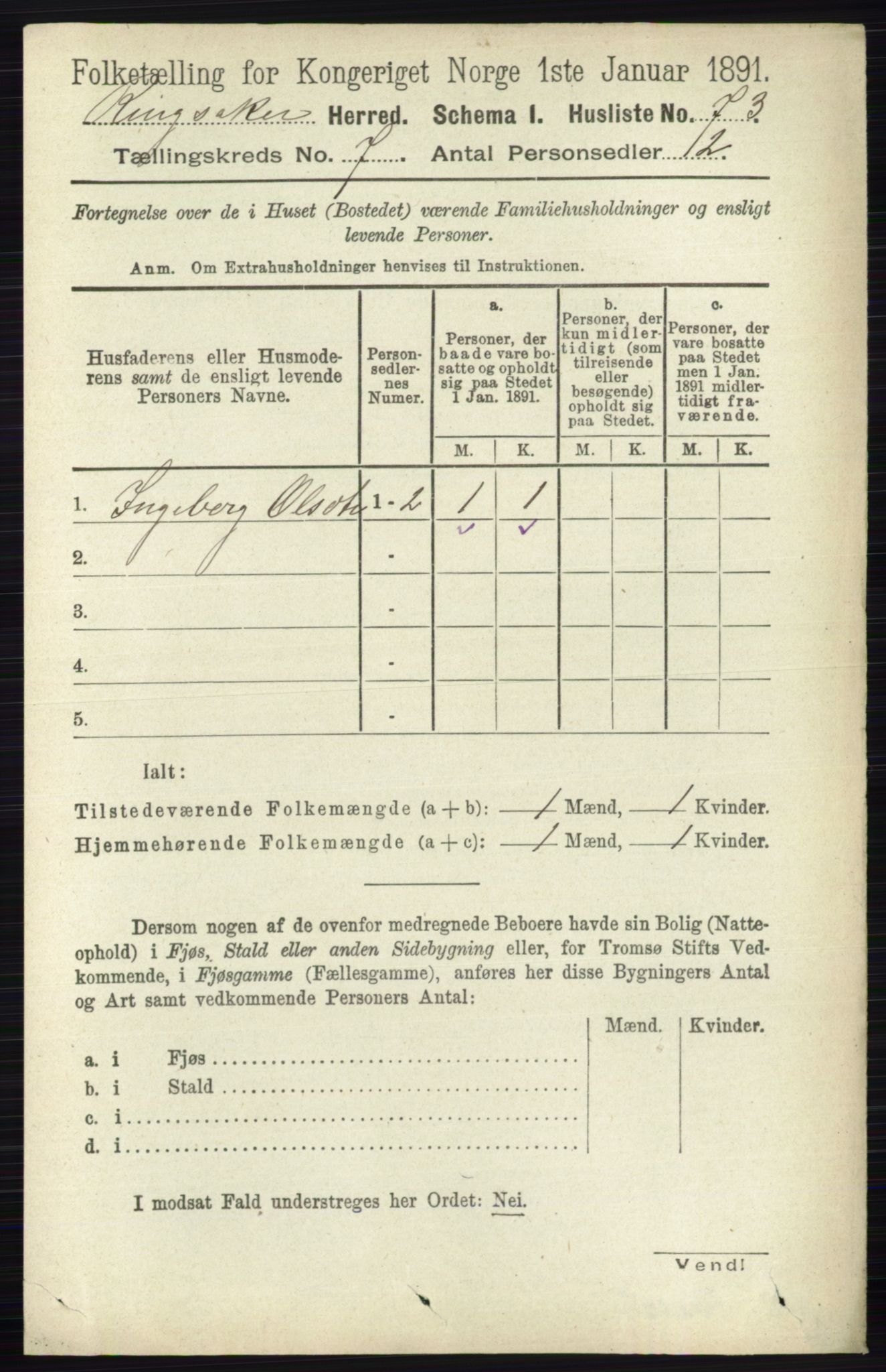 RA, 1891 census for 0412 Ringsaker, 1891, p. 3863