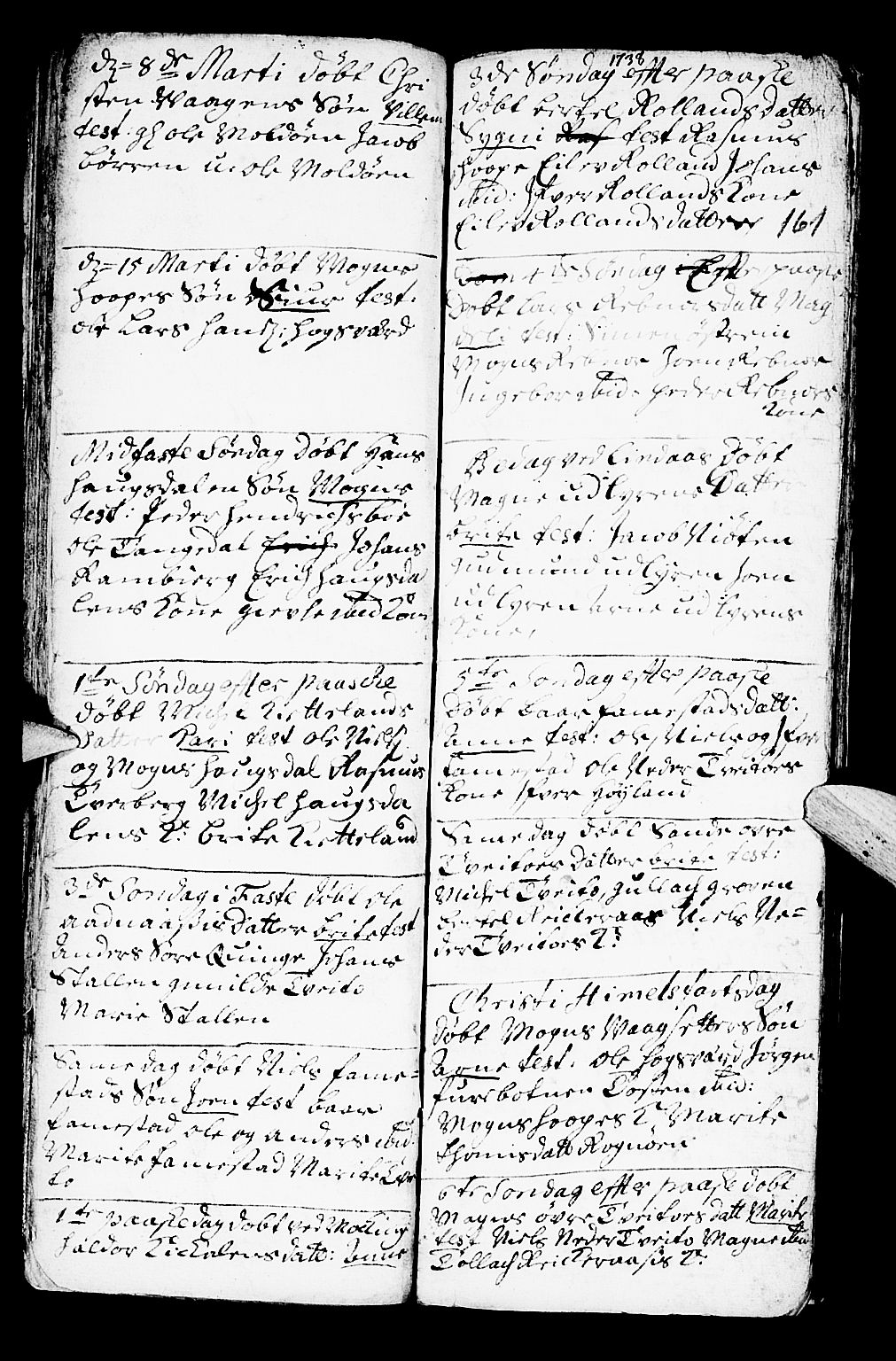 Lindås Sokneprestembete, SAB/A-76701/H/Haa: Parish register (official) no. A 1, 1699-1746, p. 161