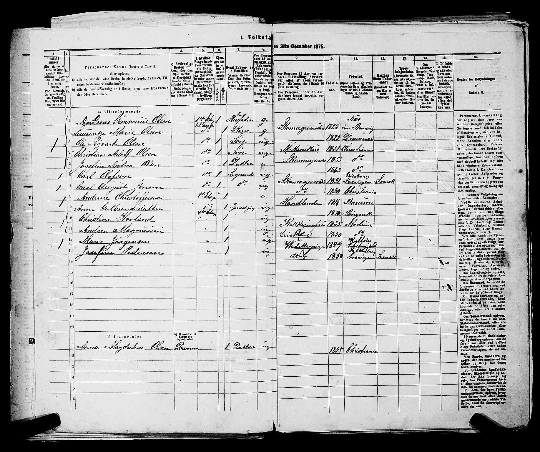 RA, 1875 census for 0301 Kristiania, 1875, p. 4577