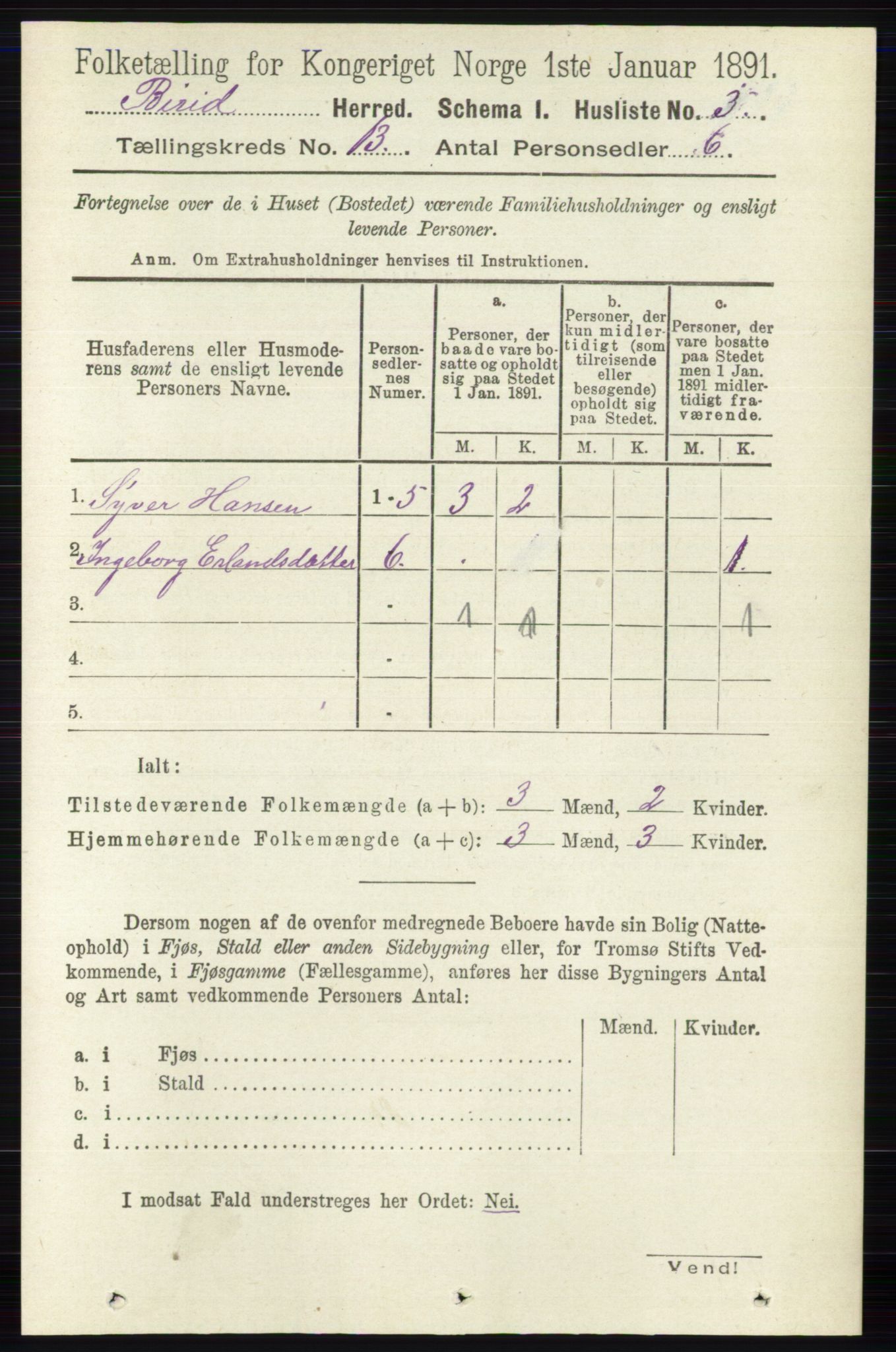 RA, 1891 census for 0525 Biri, 1891, p. 5251