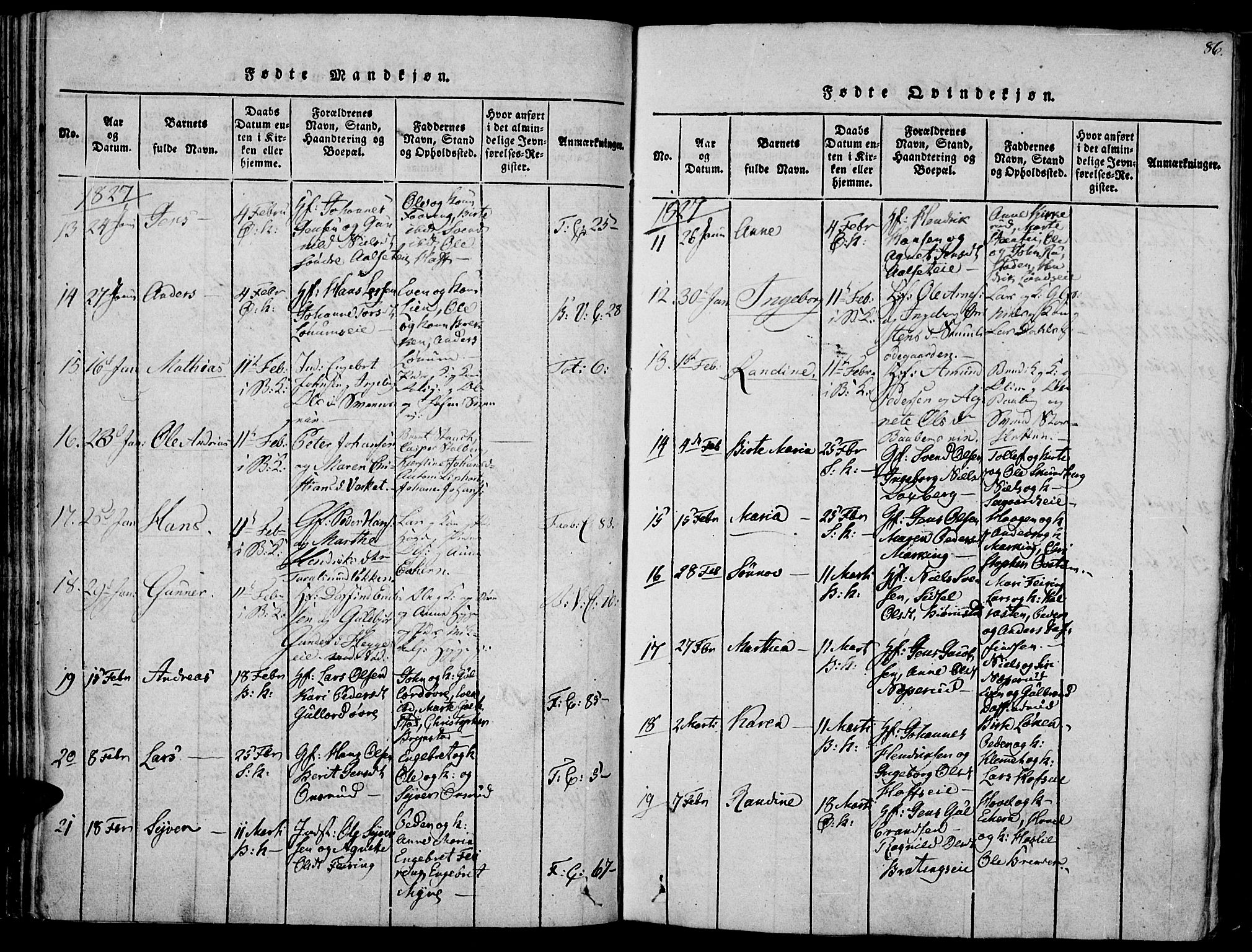 Biri prestekontor, AV/SAH-PREST-096/H/Ha/Haa/L0003: Parish register (official) no. 3, 1814-1828, p. 86