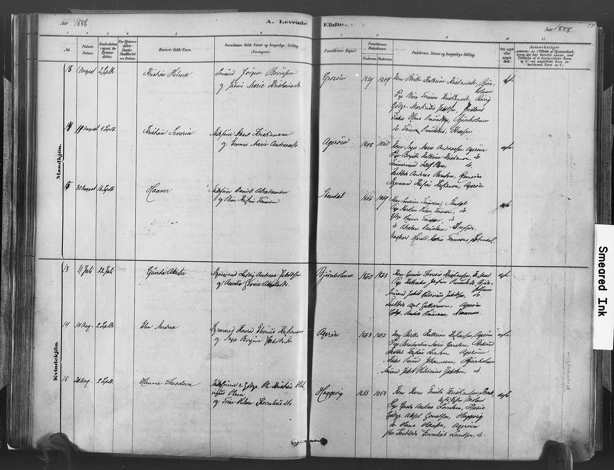 Høvåg sokneprestkontor, AV/SAK-1111-0025/F/Fa/L0005: Parish register (official) no. A 5, 1878-1893, p. 77