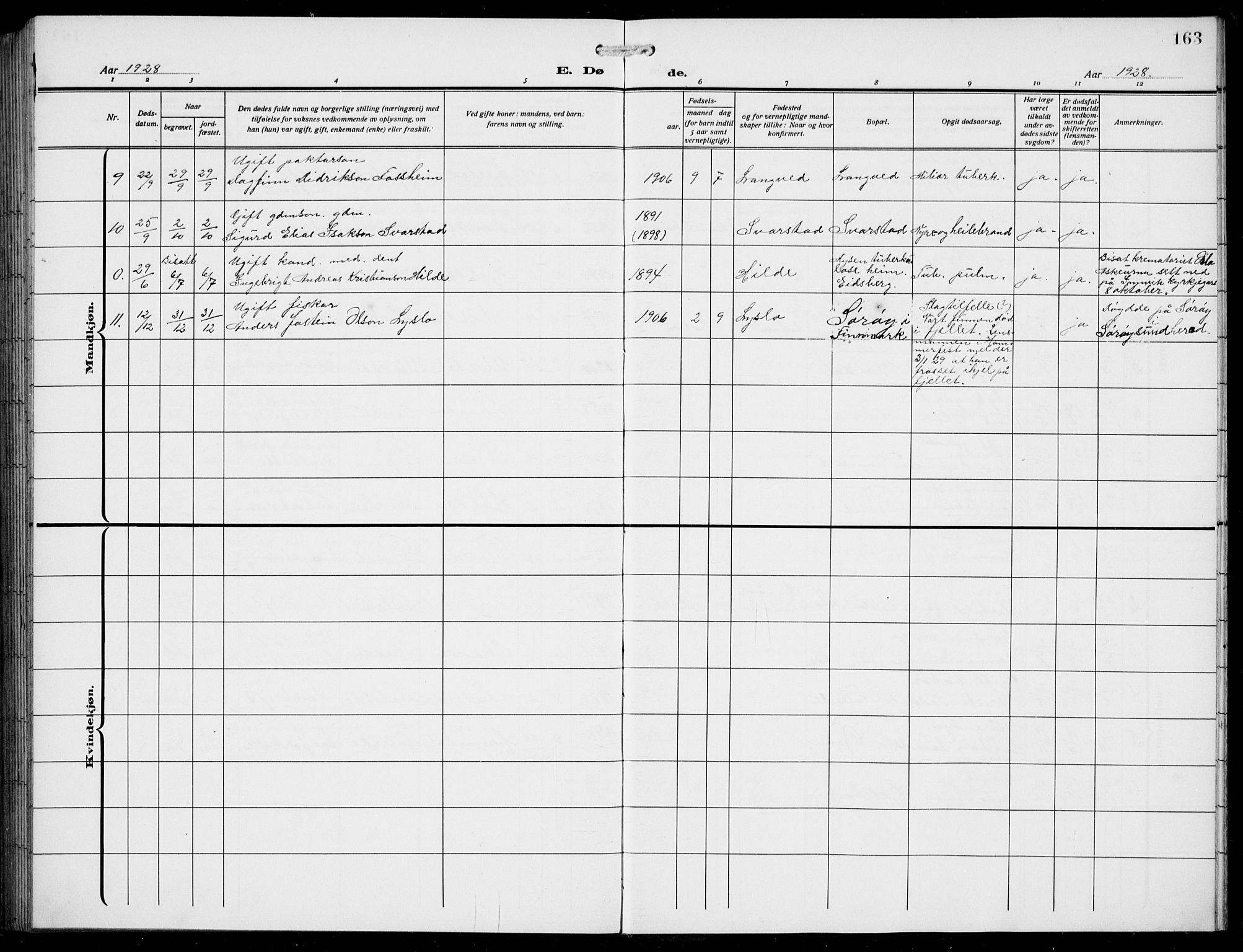 Innvik sokneprestembete, SAB/A-80501: Parish register (copy) no. A 4, 1913-1936, p. 163