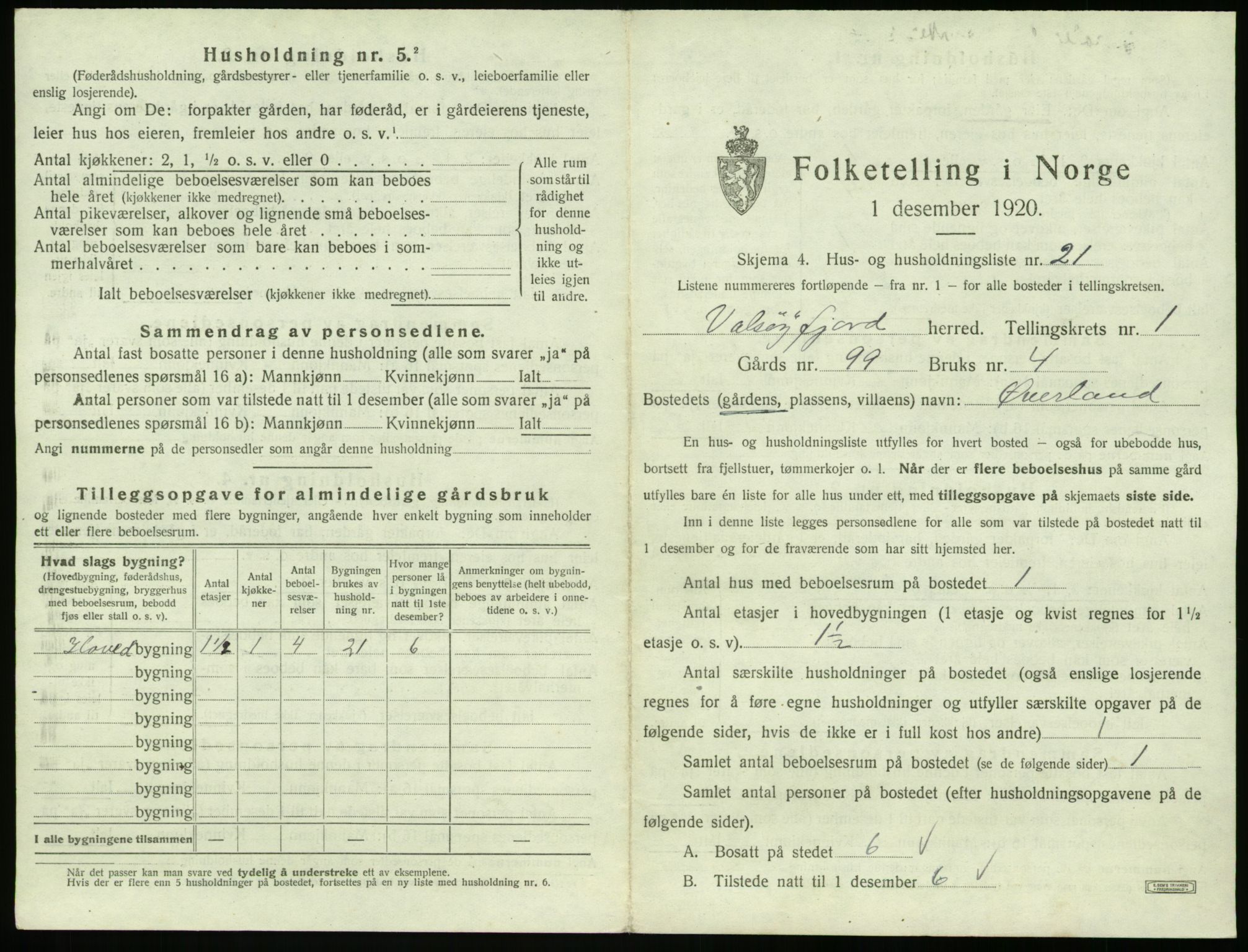 SAT, 1920 census for Valsøyfjord, 1920, p. 71