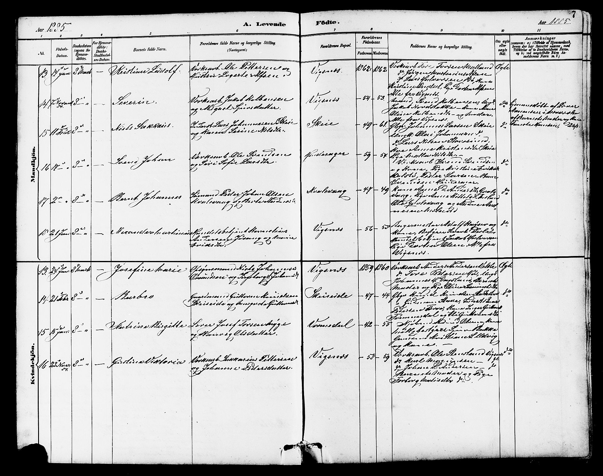 Avaldsnes sokneprestkontor, AV/SAST-A -101851/H/Ha/Hab/L0007: Parish register (copy) no. B 7, 1885-1909, p. 7