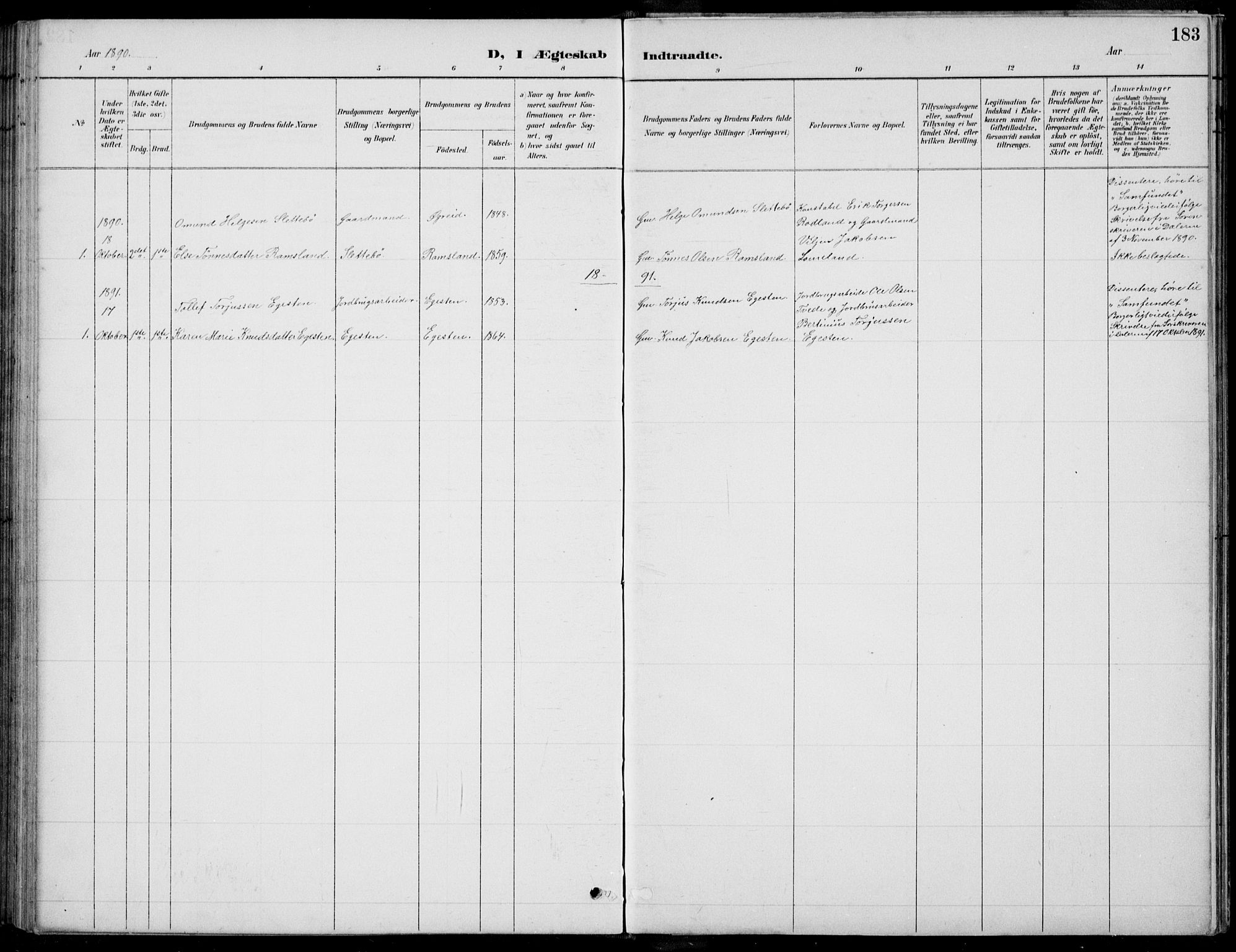 Helleland sokneprestkontor, AV/SAST-A-101810: Parish register (copy) no. B 4, 1887-1941, p. 183