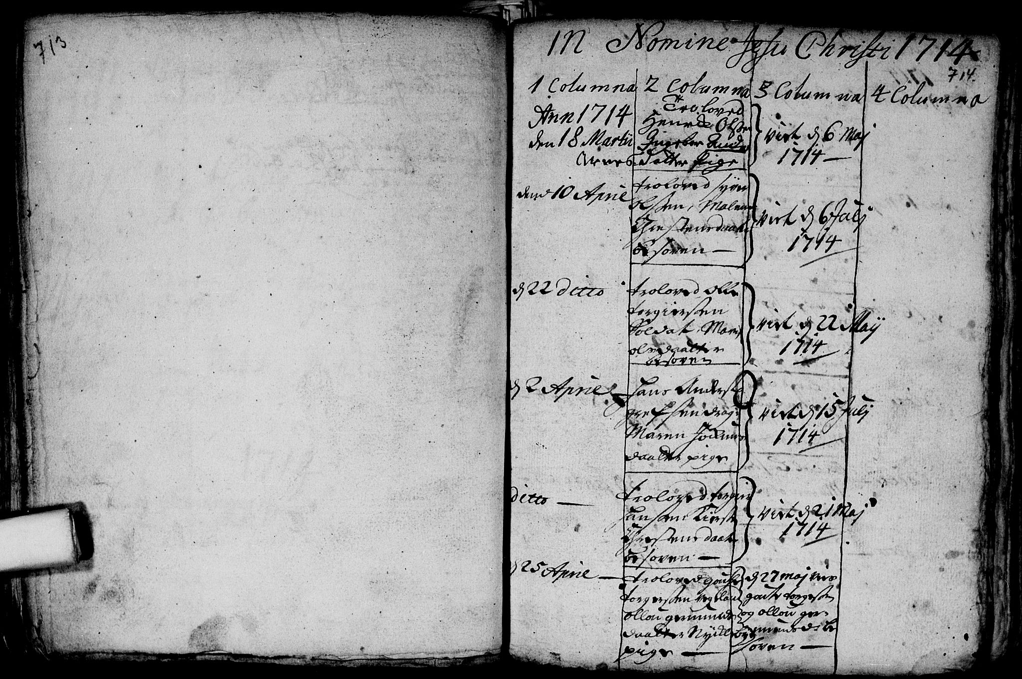 Aker prestekontor kirkebøker, AV/SAO-A-10861/F/L0002: Parish register (official) no. 2, 1714-1720, p. 713-714