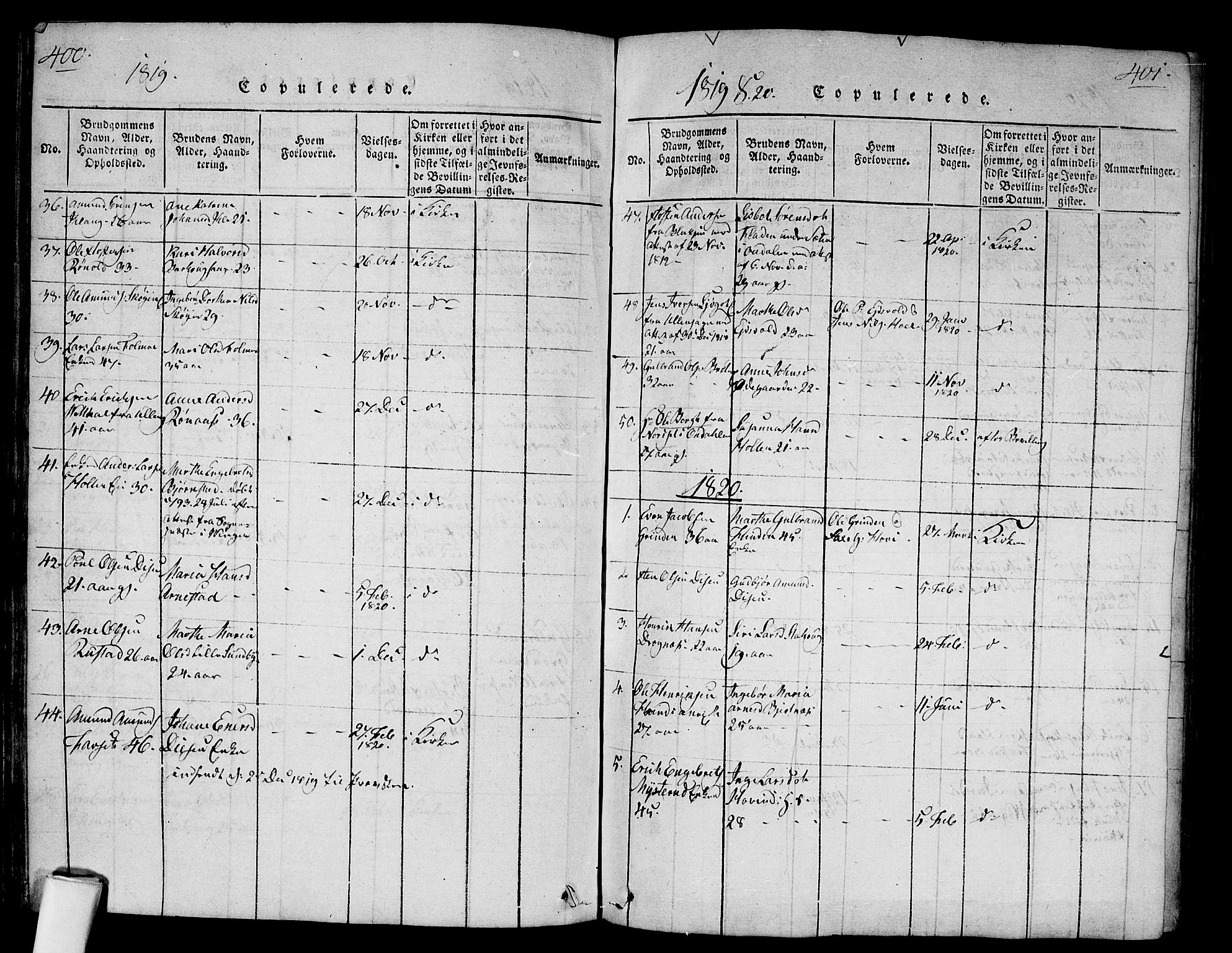 Nes prestekontor Kirkebøker, SAO/A-10410/G/Ga/L0001: Parish register (copy) no. I 1, 1815-1835, p. 400-401
