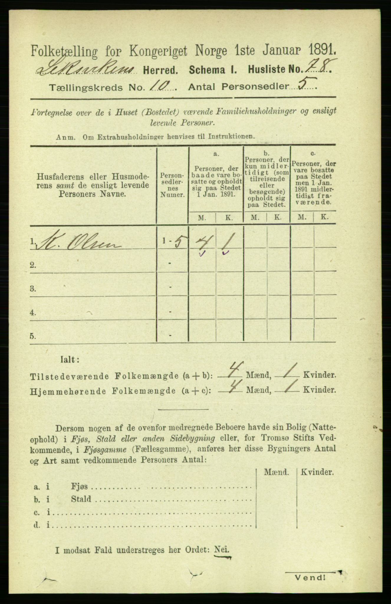 RA, 1891 census for 1718 Leksvik, 1891, p. 2530