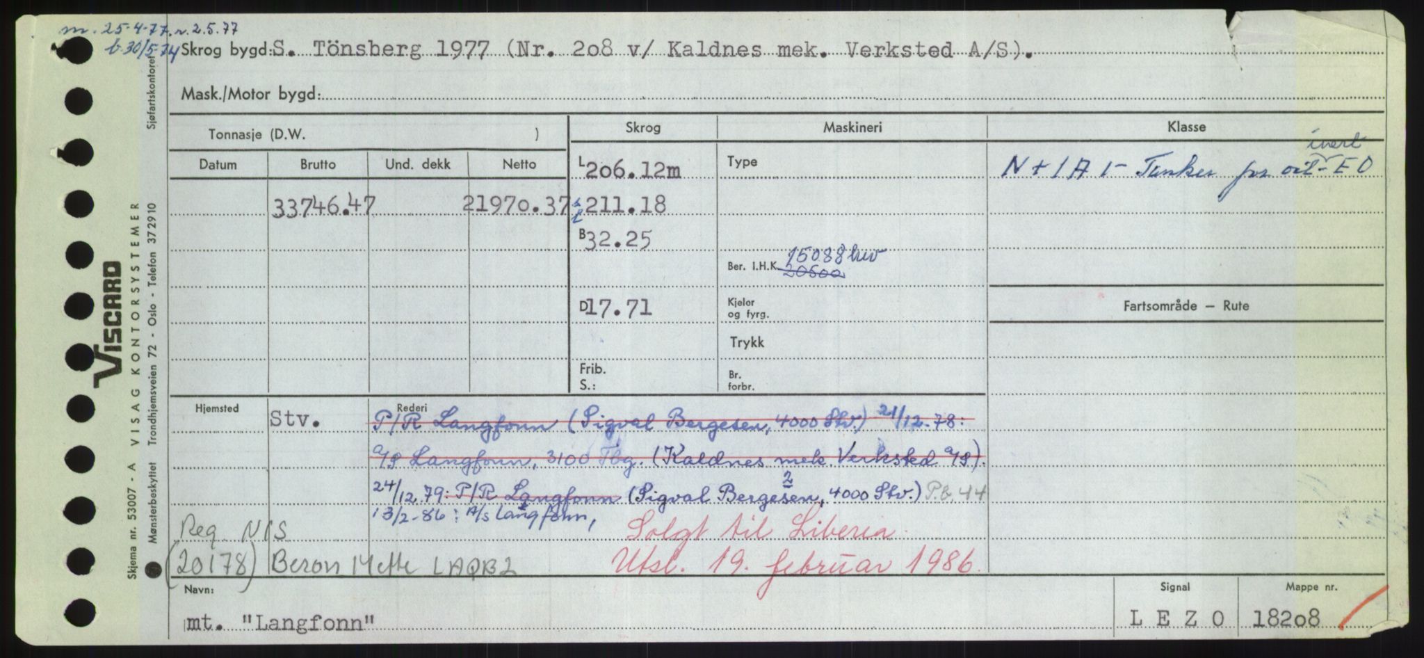 Sjøfartsdirektoratet med forløpere, Skipsmålingen, RA/S-1627/H/Hd/L0022: Fartøy, L-Lia, p. 179