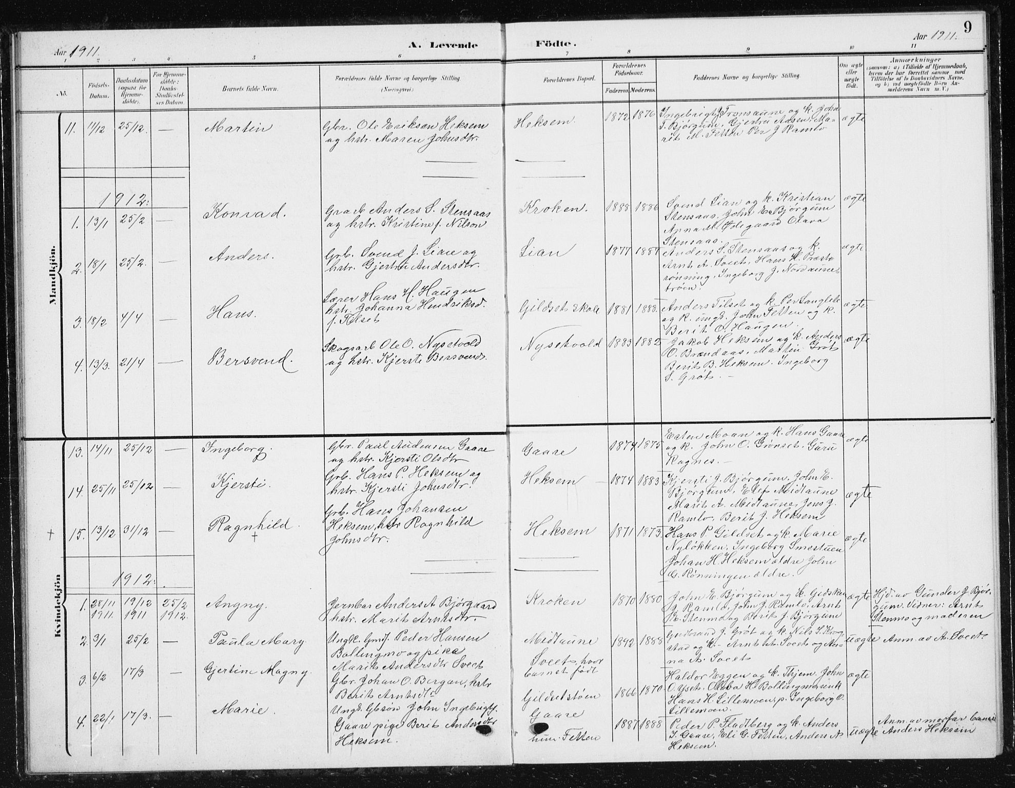 Ministerialprotokoller, klokkerbøker og fødselsregistre - Sør-Trøndelag, SAT/A-1456/685/L0979: Parish register (copy) no. 685C04, 1908-1933, p. 9