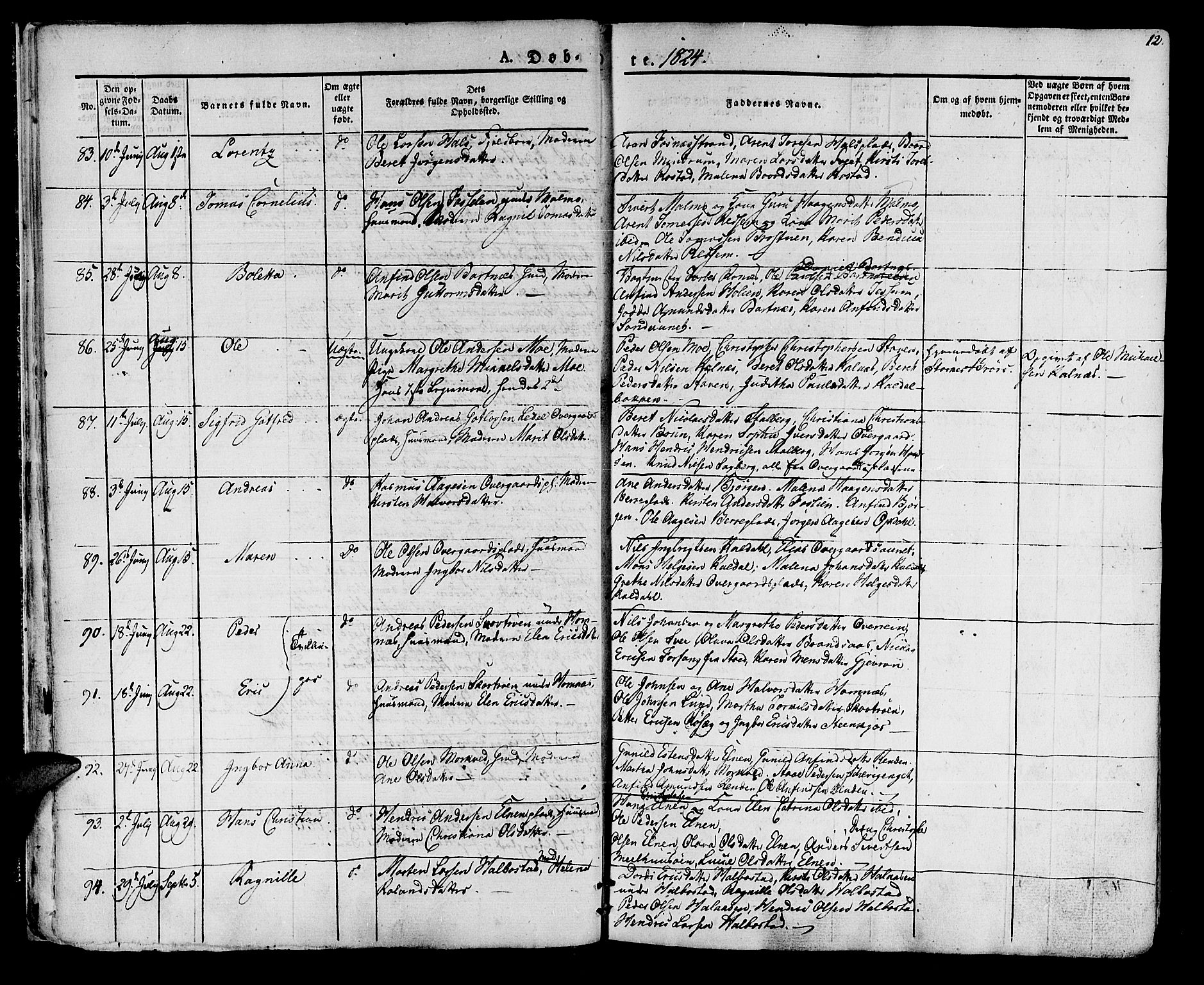 Ministerialprotokoller, klokkerbøker og fødselsregistre - Nord-Trøndelag, AV/SAT-A-1458/741/L0390: Parish register (official) no. 741A04, 1822-1836, p. 12