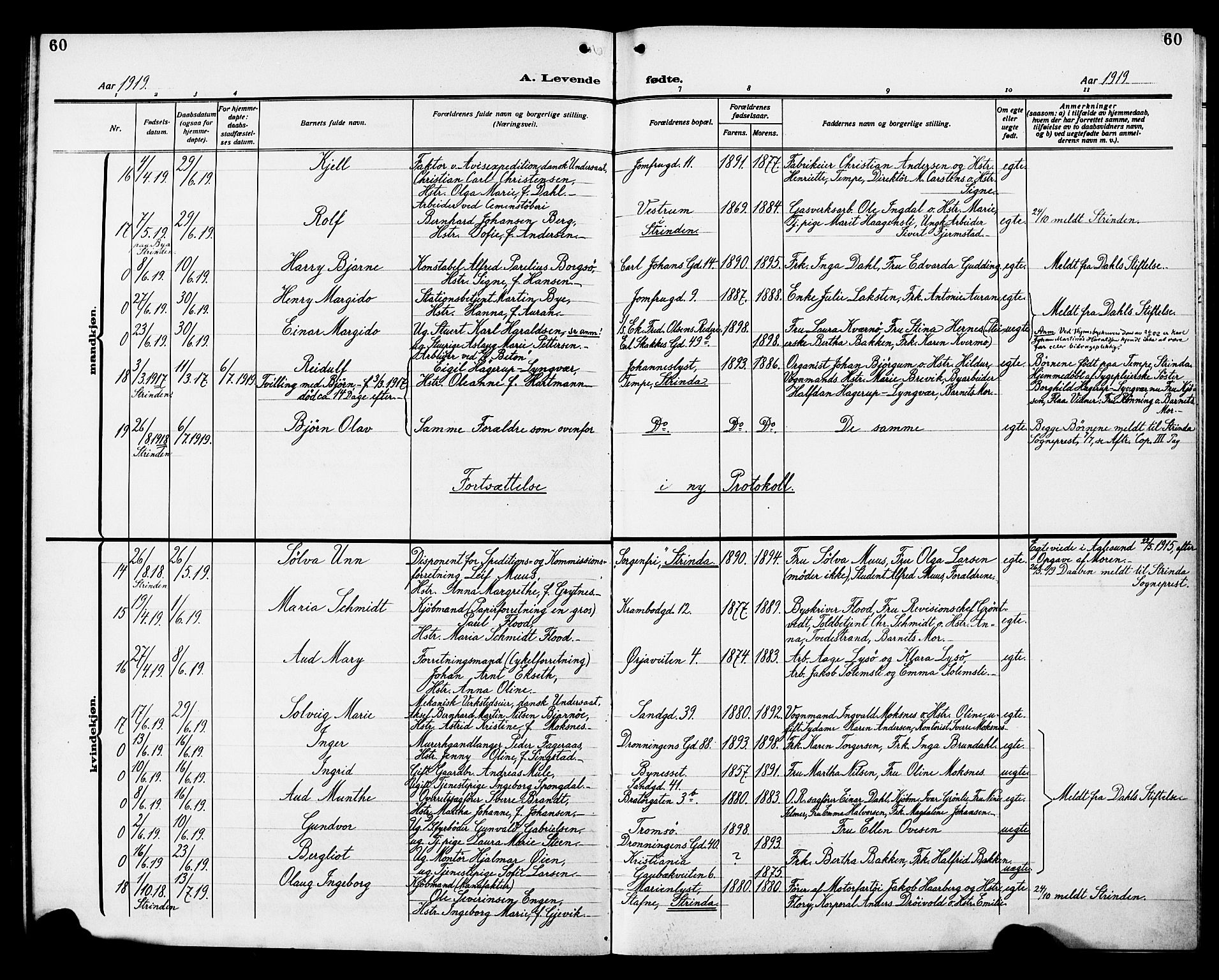 Ministerialprotokoller, klokkerbøker og fødselsregistre - Sør-Trøndelag, SAT/A-1456/602/L0147: Parish register (copy) no. 602C15, 1911-1924, p. 60