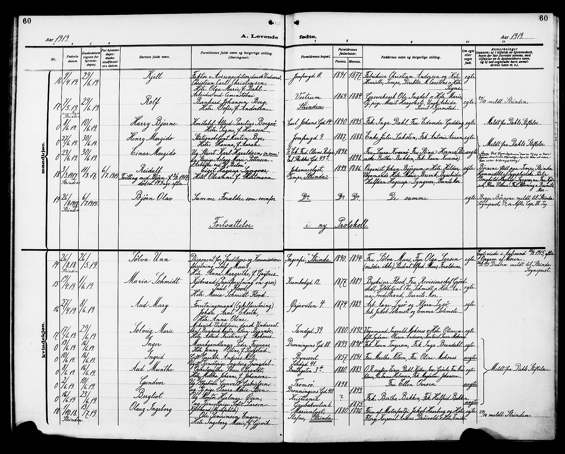 Ministerialprotokoller, klokkerbøker og fødselsregistre - Sør-Trøndelag, AV/SAT-A-1456/602/L0147: Parish register (copy) no. 602C15, 1911-1924, p. 60