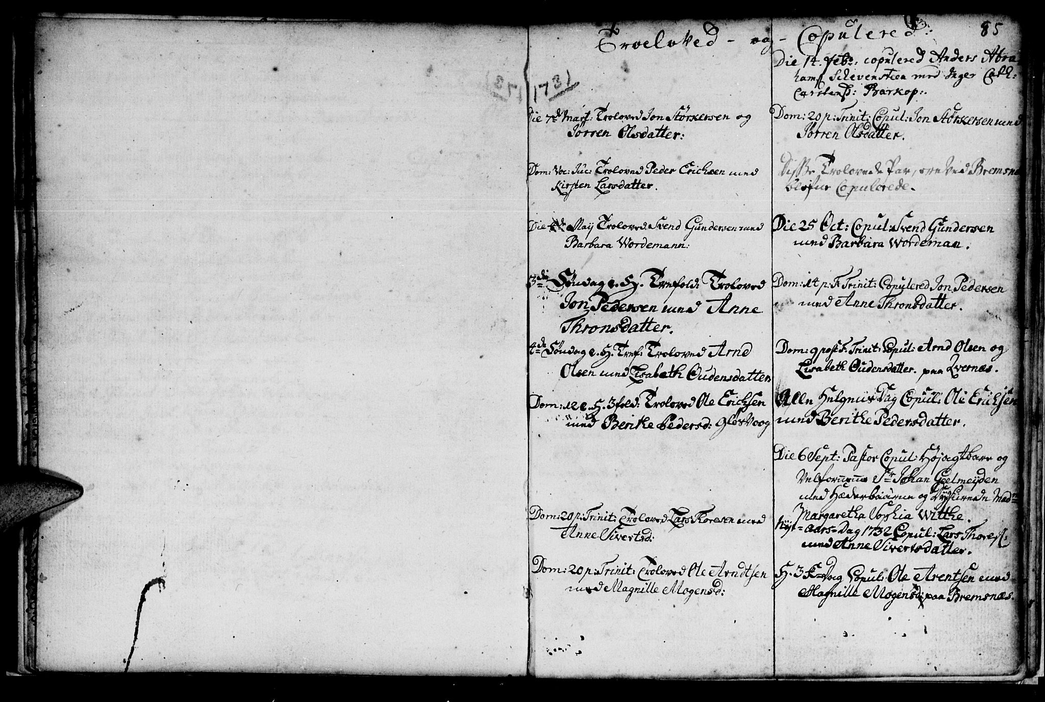 Ministerialprotokoller, klokkerbøker og fødselsregistre - Møre og Romsdal, SAT/A-1454/572/L0838: Parish register (official) no. 572A01, 1731-1737, p. 84-85