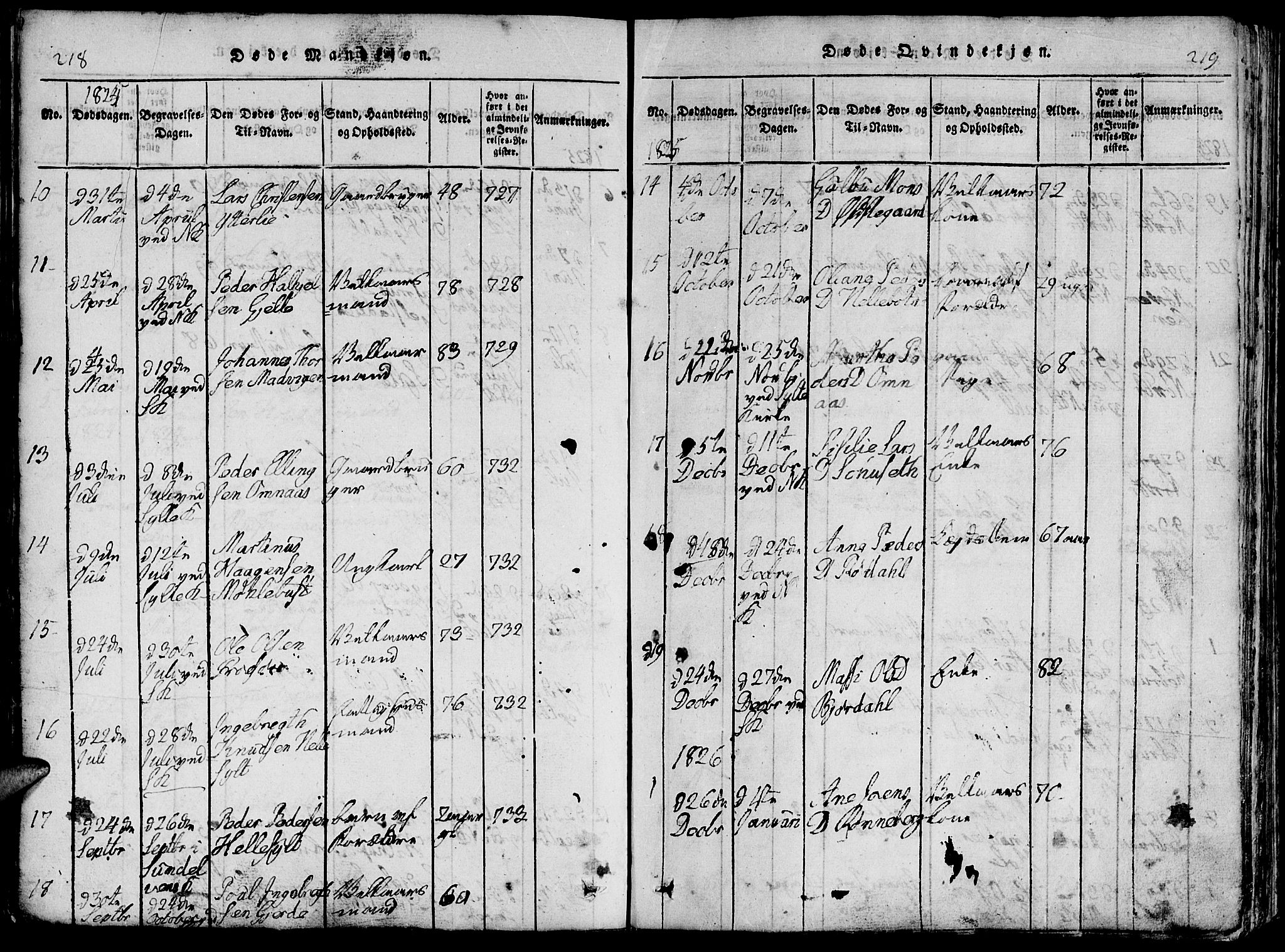 Ministerialprotokoller, klokkerbøker og fødselsregistre - Møre og Romsdal, SAT/A-1454/519/L0260: Parish register (copy) no. 519C01, 1817-1829, p. 218-219