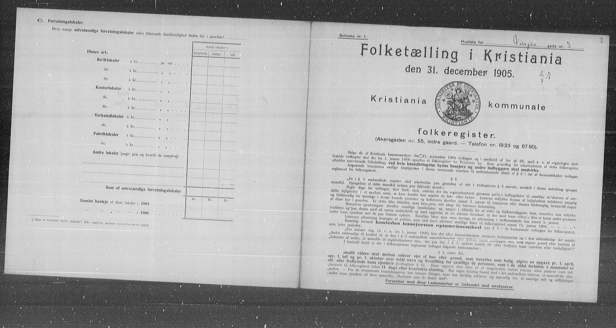 OBA, Municipal Census 1905 for Kristiania, 1905, p. 65243