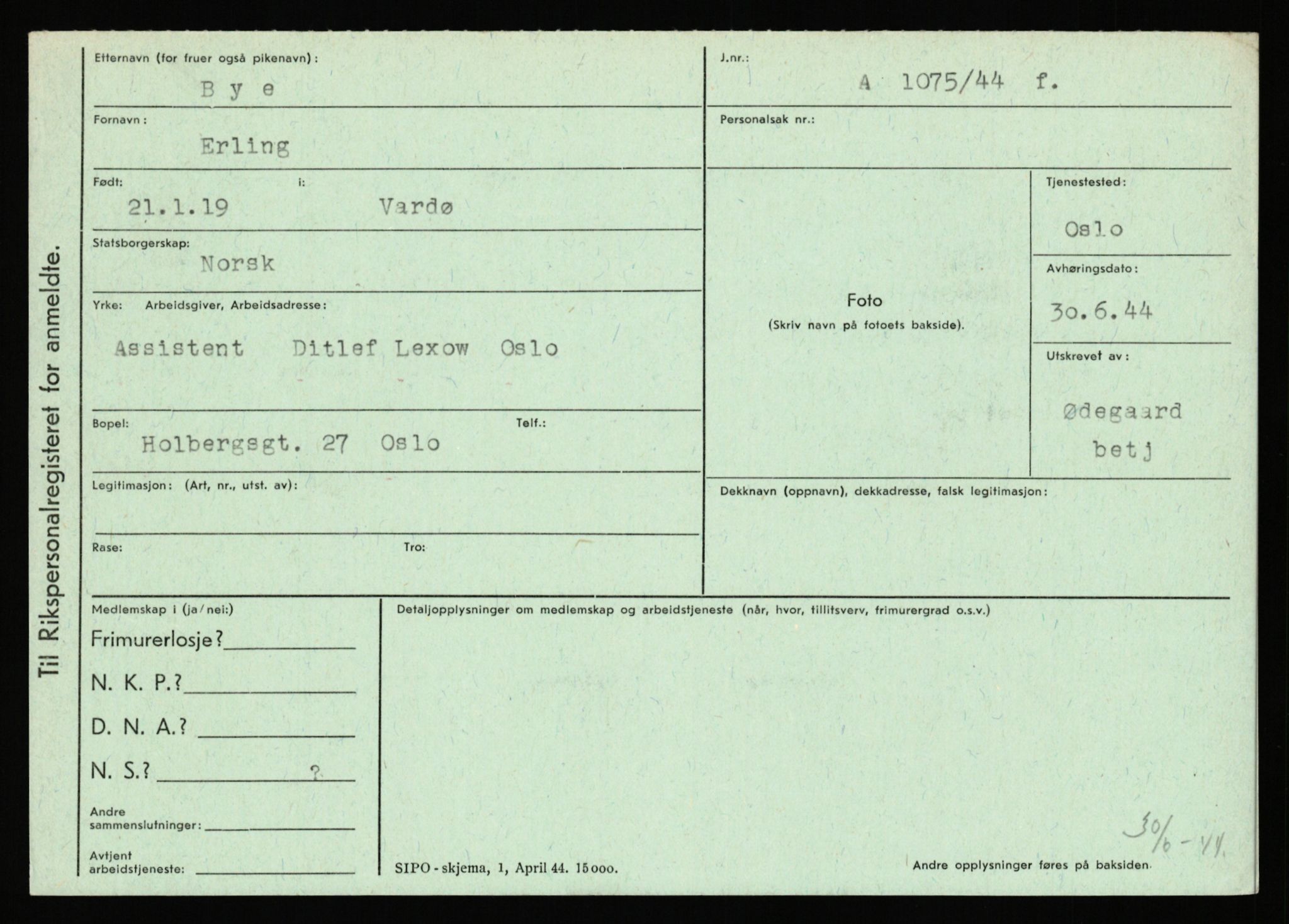 Statspolitiet - Hovedkontoret / Osloavdelingen, AV/RA-S-1329/C/Ca/L0003: Brechan - Eichinger	, 1943-1945, p. 1213