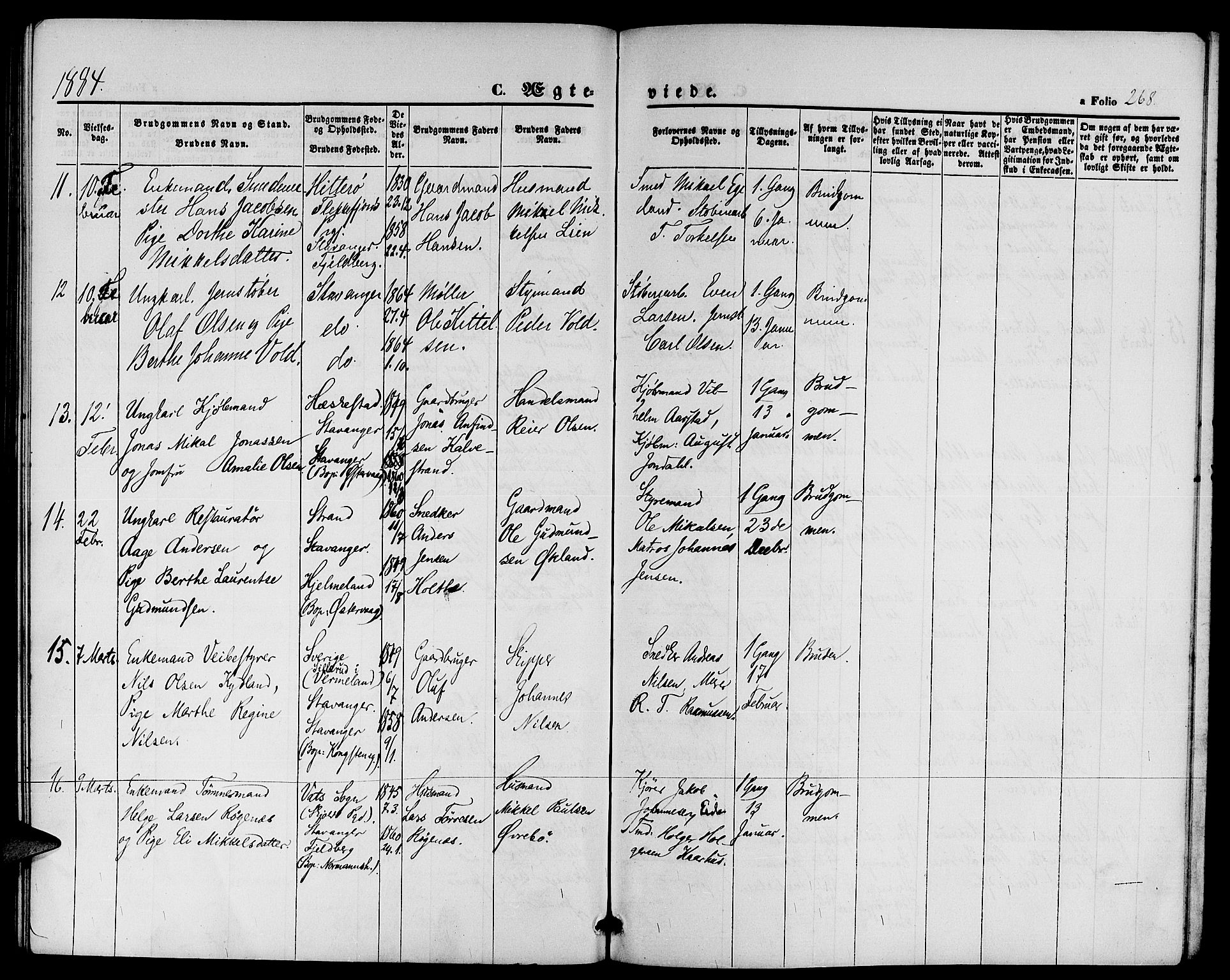 St. Petri sokneprestkontor, AV/SAST-A-101813/001/30/30BB/L0002: Parish register (copy) no. B 2, 1865-1885, p. 268