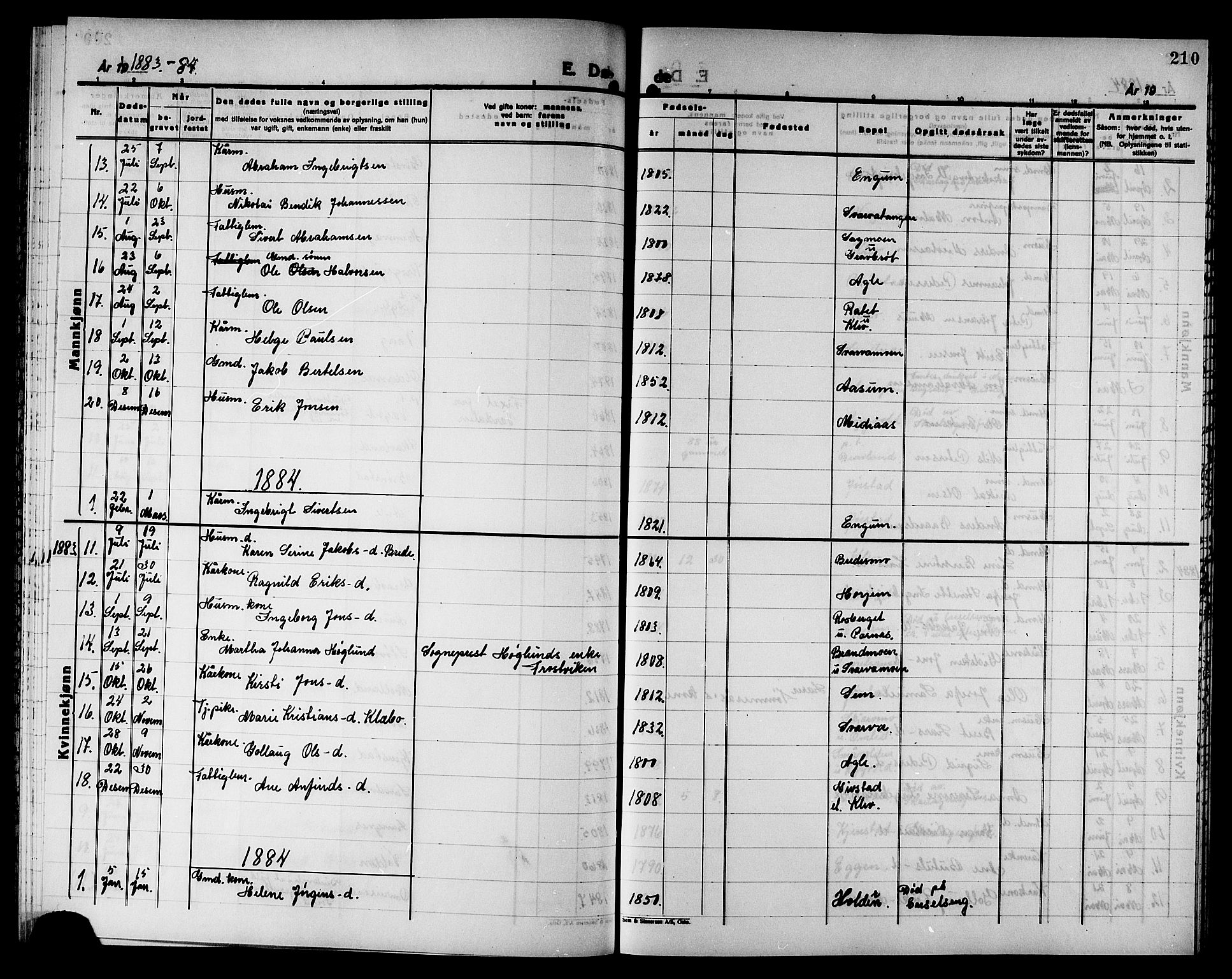 Ministerialprotokoller, klokkerbøker og fødselsregistre - Nord-Trøndelag, SAT/A-1458/749/L0486: Parish register (official) no. 749D02, 1873-1887, p. 210