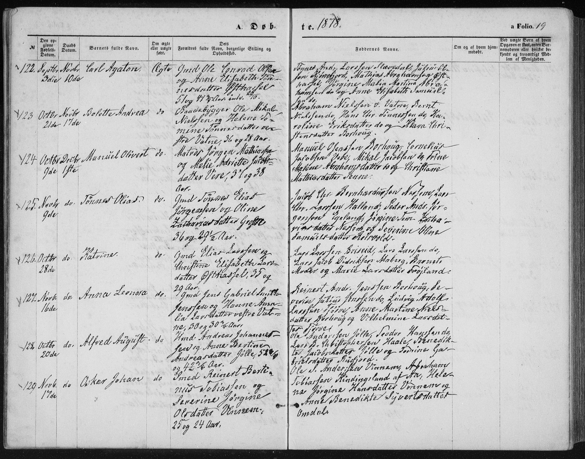 Lista sokneprestkontor, AV/SAK-1111-0027/F/Fb/L0004: Parish register (copy) no. B 4, 1877-1891, p. 19